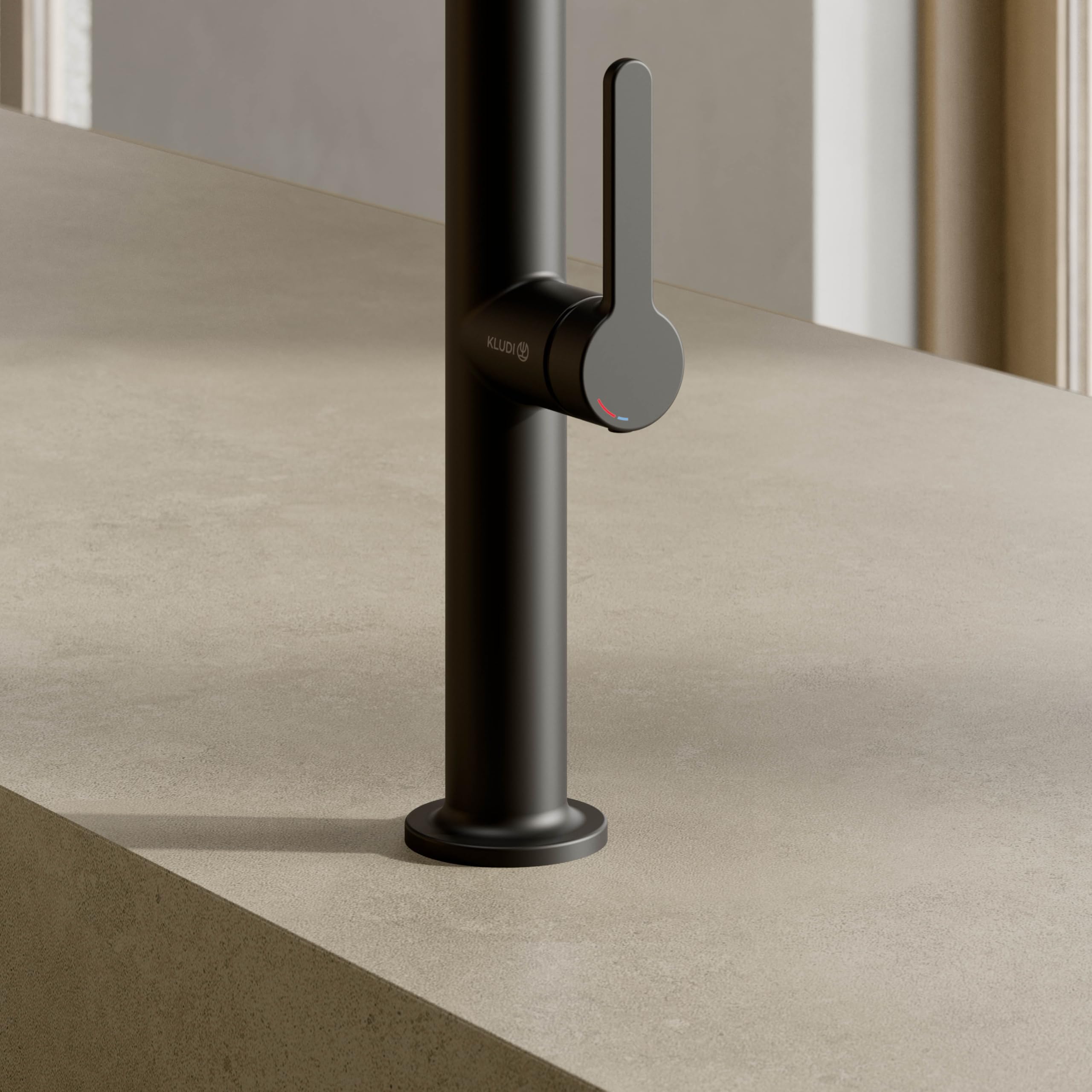 KLUDI Rubinetto cucina Aurea (nero opaco) - Girevole a 360 gradi Miscelatore monocomando per lavello con tubo estraibile e doccetta con pulsante di commutazione, 2 modalità, rubinetto cucina