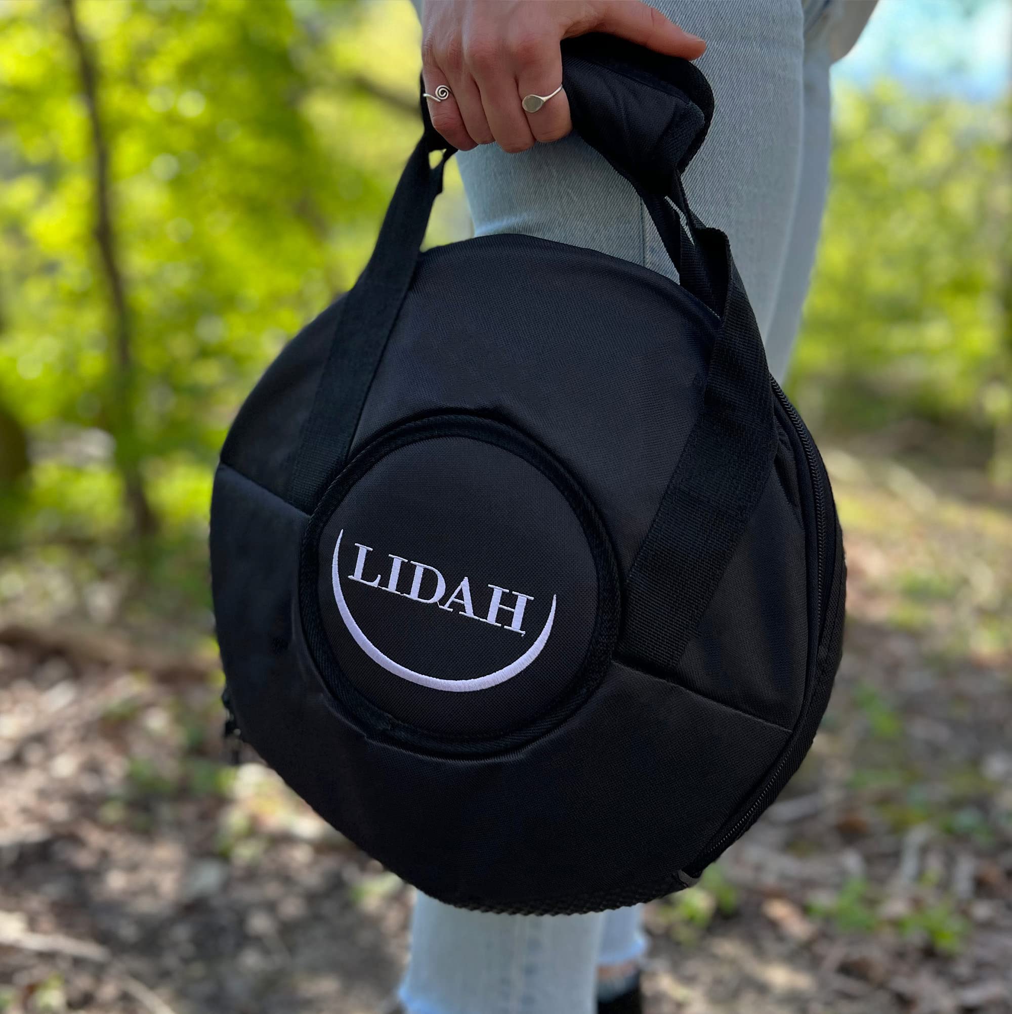 LIDAH Steel Tongue Drum - AkeBono Zephyr Series Poêle à main 36 cm , Instruments de musique Enfants et Adultes, Yoga Méditation Chakra Lotus Tambour à main Pan Steeldrum Briller (Black)