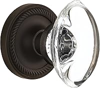 Vista 10 de Nostalgic Warehouse 717661 - Roseta de cuerda con pomo ovalado de cristal transparente, privacidad, 2.75 pulgadas, latón pulido