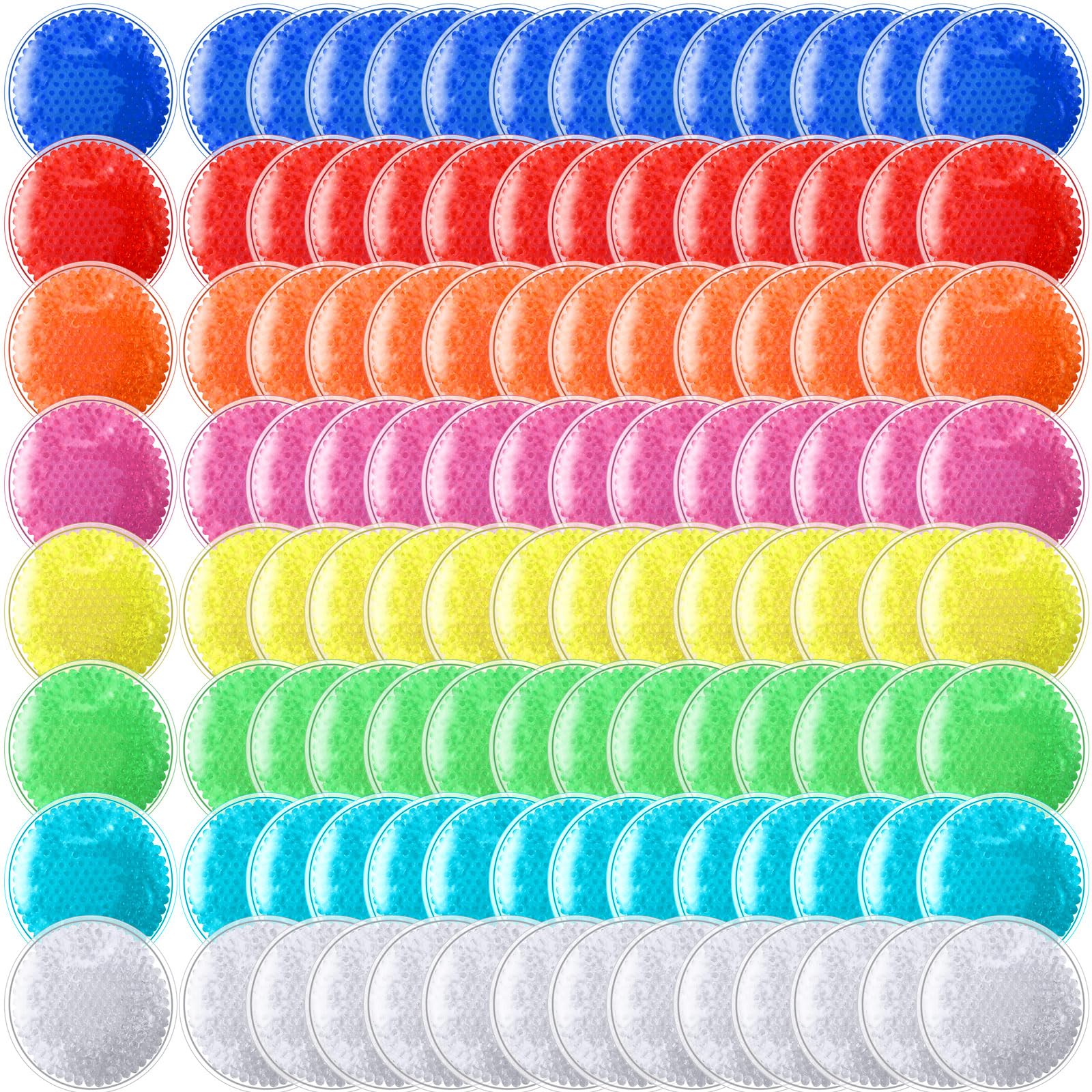 TrelaCo 80 Pieces Boo Boo Ice Packs for Injuries Reusable Colorful Small Packs Hot Cold Round Face Ice Pack for Wisdom Teeth Bead Face Breastfeeding Pain Relief, 8 Colors