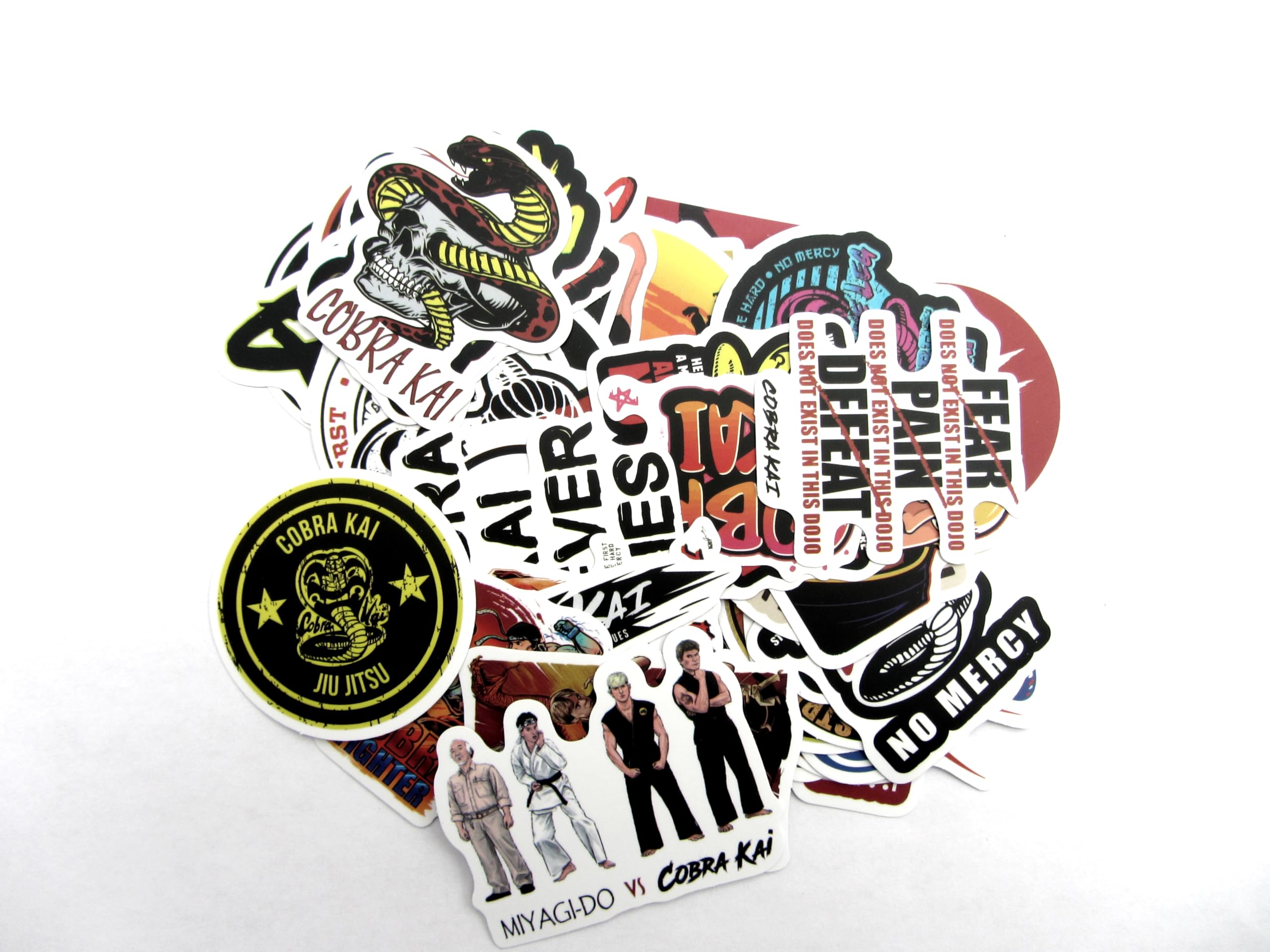Shihan Power Sports Mix 50X Self Adhesive Stickers Karate Kid Cobra Kais King, No Mercy,Strike First, Movie Film Novelty Mega Pack