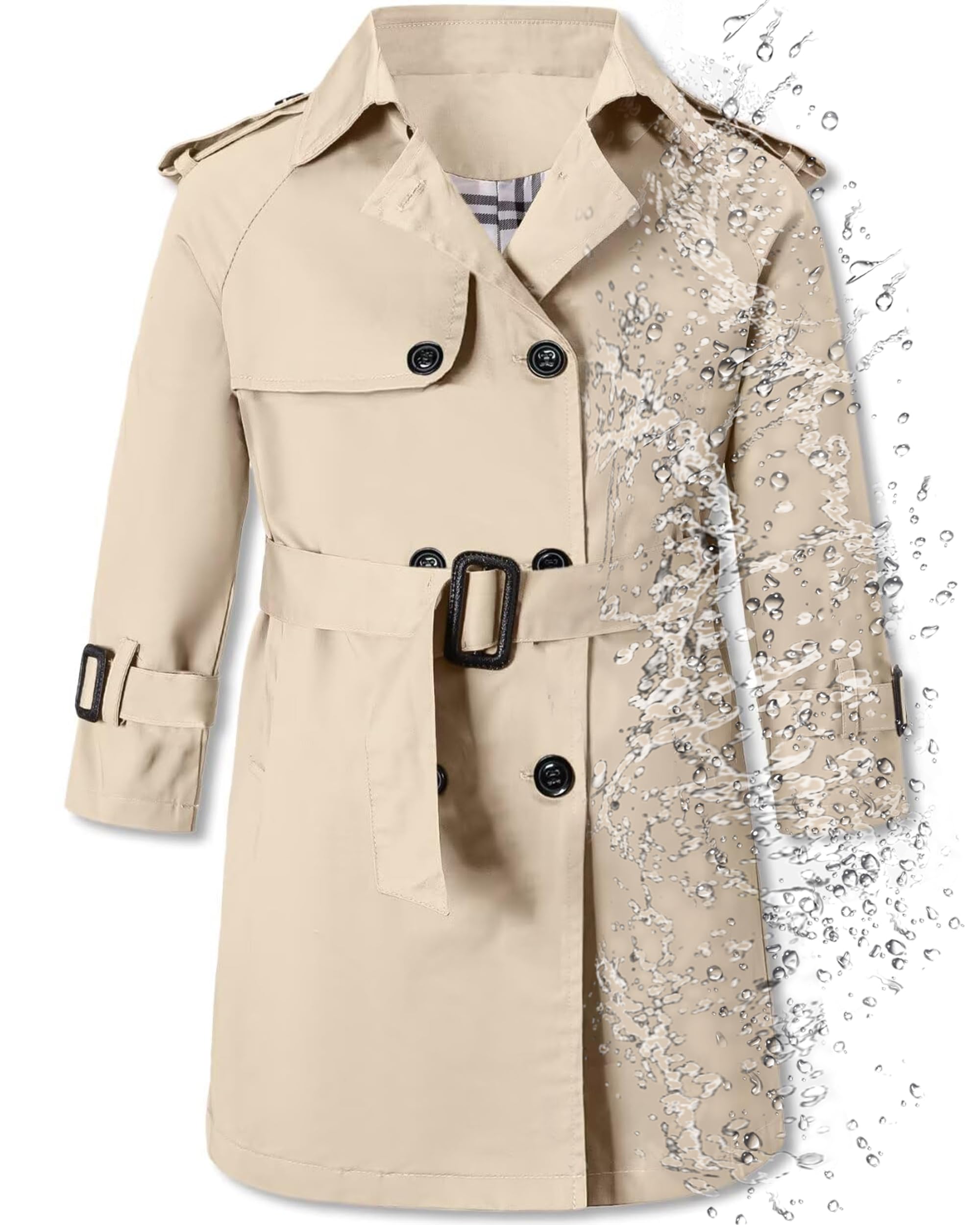 Betusline Boys Waterproof Trench Coat Double Breasted Jacket Dress Coats
