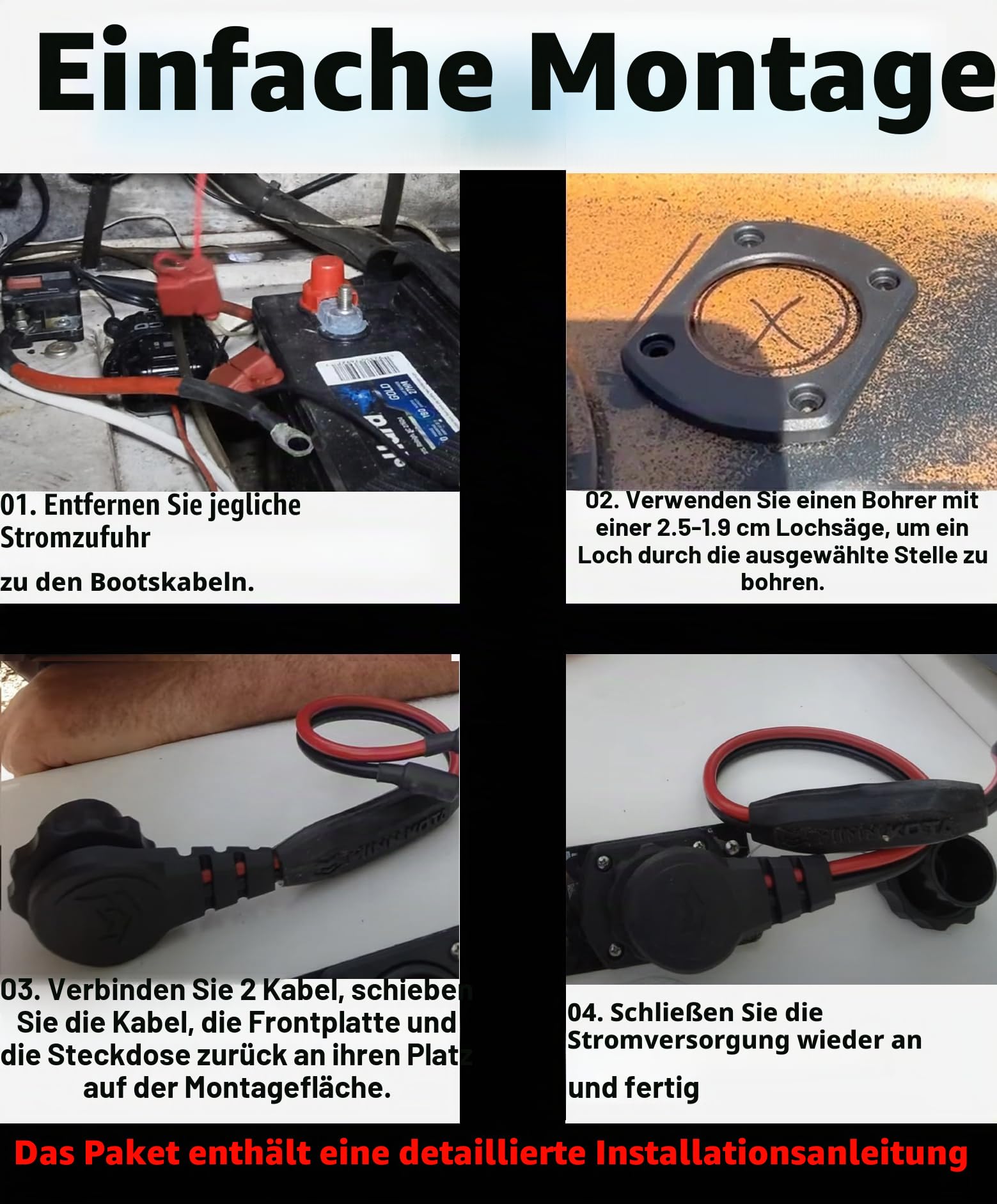 1865128 1865120 MKR-26 MKR-28 für Minn Kota Süß- und Salzwasser Trolling Motor Stecker und Buchse Marine Batterie Zubehör
