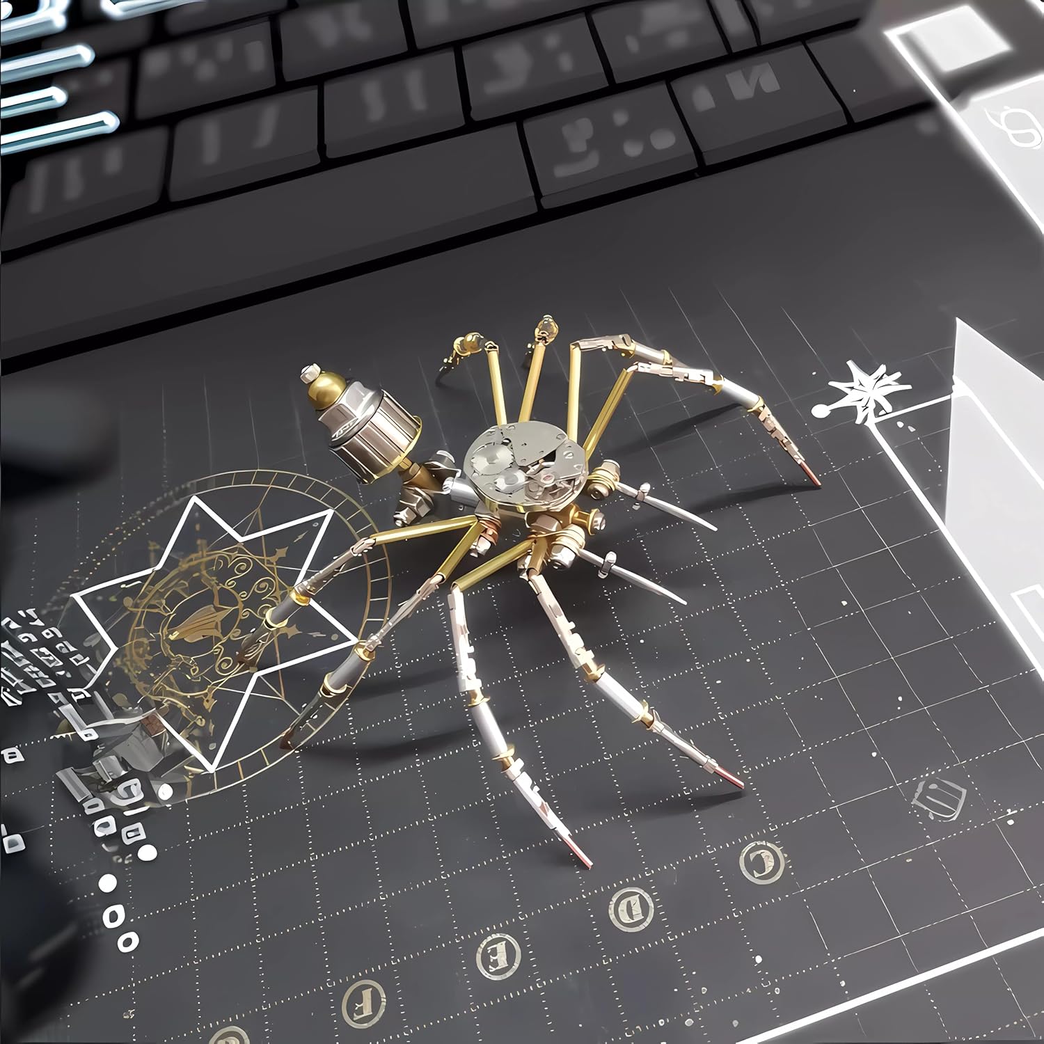 Mechanical Metal DIY 3D Spider Model Insect Brass Puzzle Assembly DIY Gift Craft Hobby for Men for Family and Friends(Mechanical Spider)