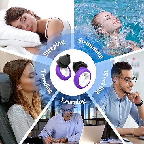 Miniatura 6 de Tapones para los oídos para reducir el ruido del sueño, tapones de silicona reutilizables para protección auditiva – 6 almohadillas para los oídos