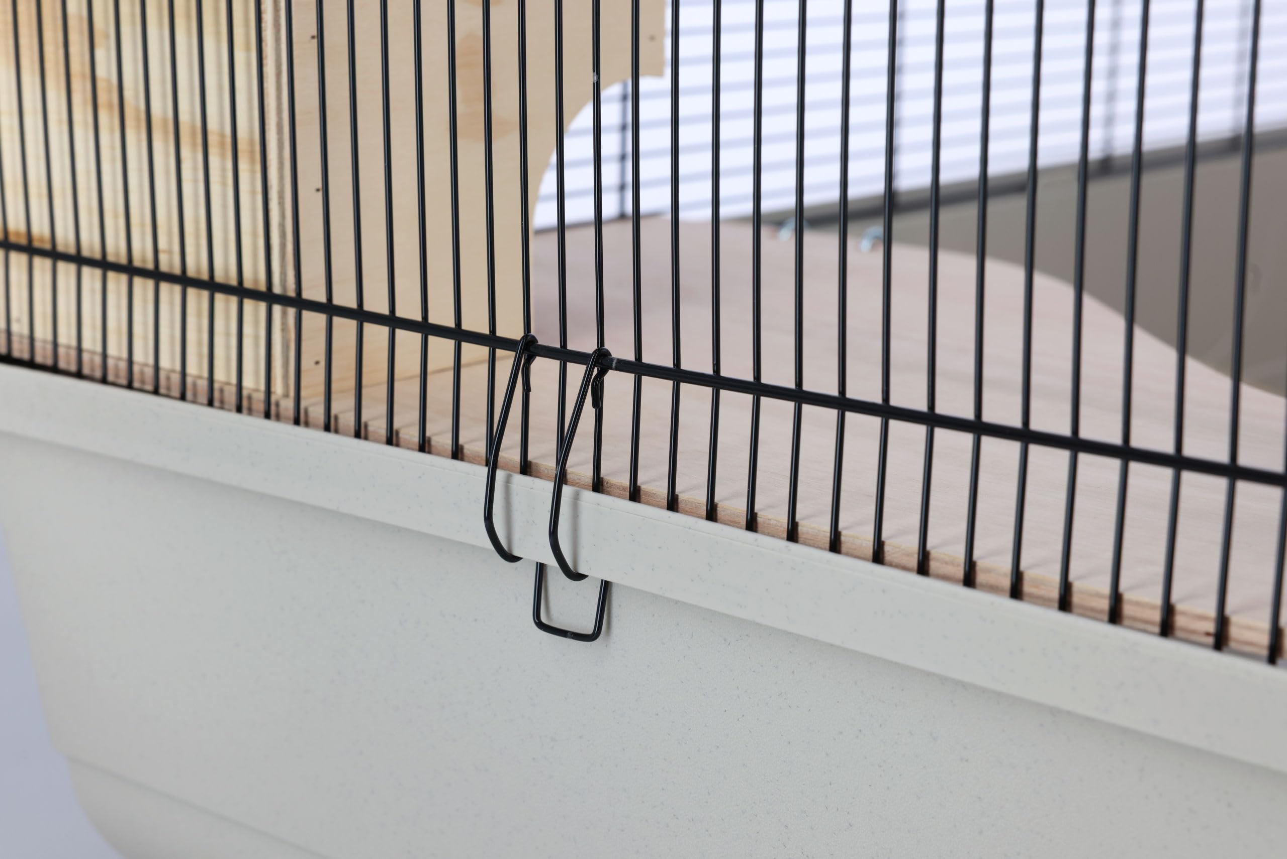 Kerbl Pet Jaula para roedores Gabbia Hamster 102, beige, 100x53x55cm, de plástico y malla metálica, para hámsteres, cobayas y ratones, con caseta de madera y comederos