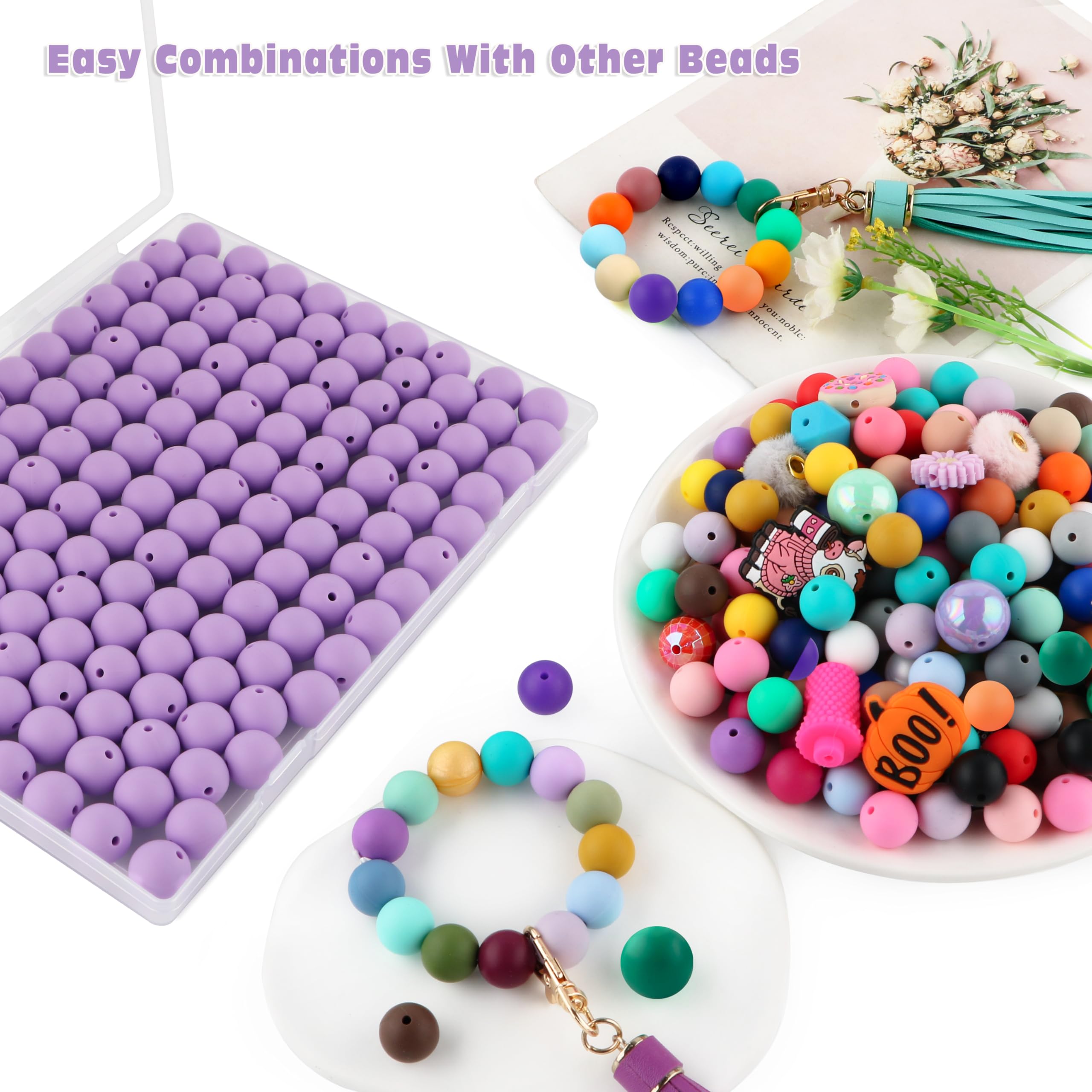 200 perline in silicone a forma di lenticchia, colore bianco e nero, 12 mm, perline in silicone per portachiavi, perline focali, per collane, bracciali, gioielli, accessori fai da te, perline