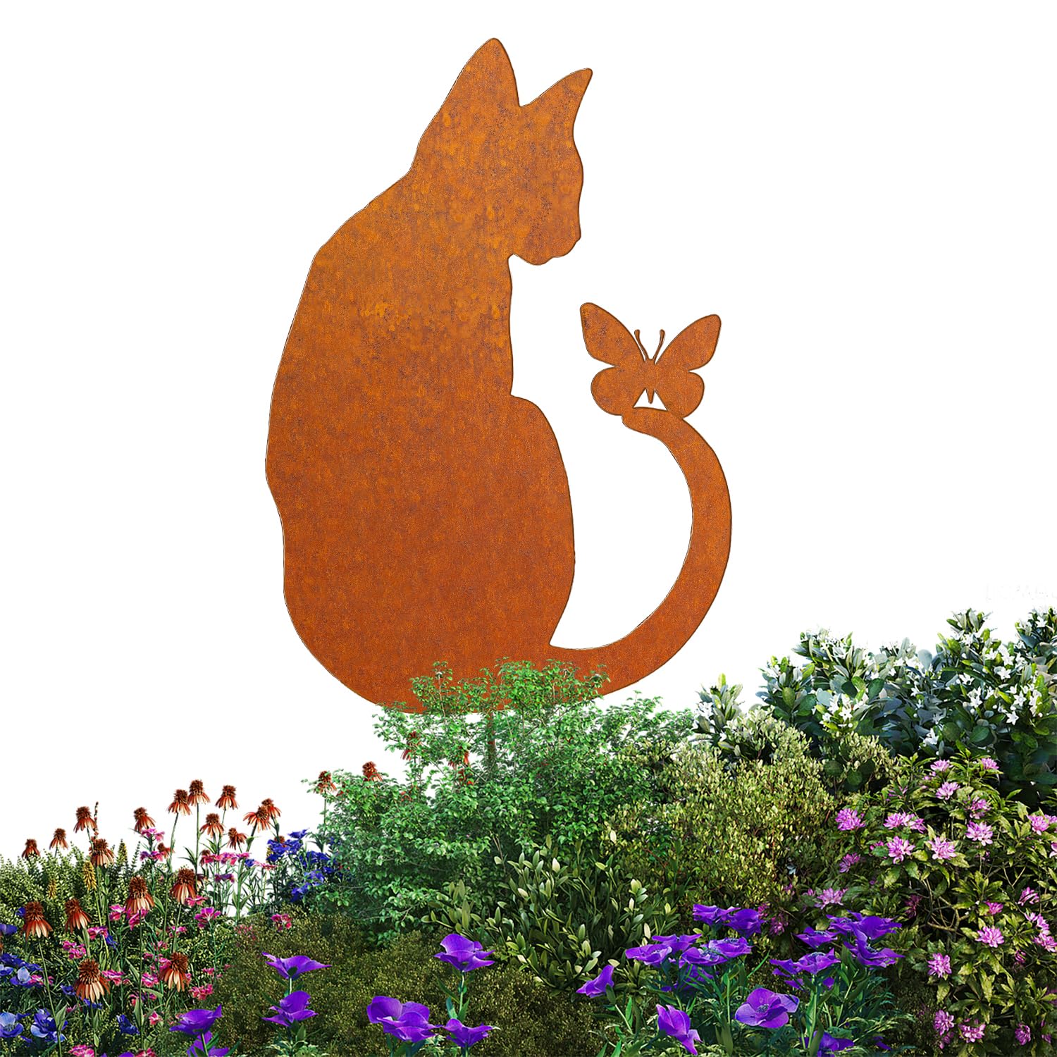 Gatto decorazione da giardino ruggine spina da giardino, spina in metallo arrugginito, decorazione per giardino, terrazza, balcone