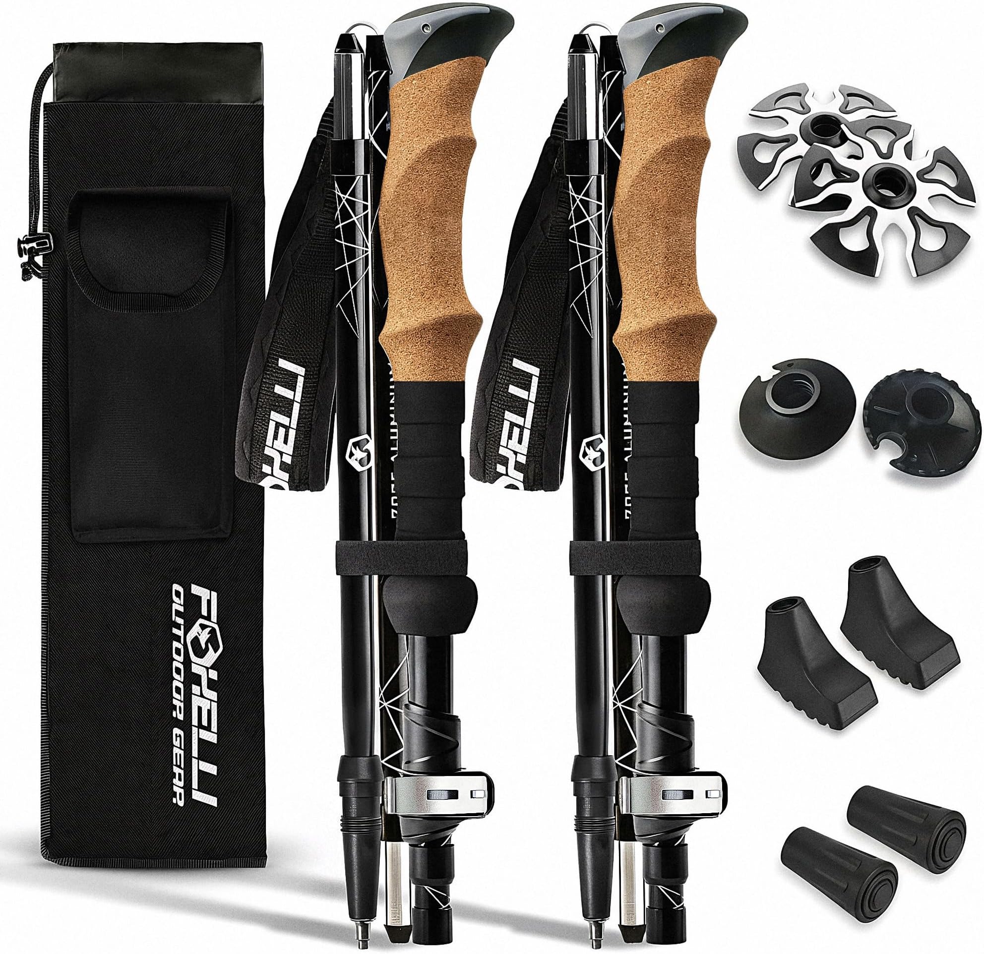 Lightweight Trekking Poles – Compact Walking Sticks with Quick Locks, Ergonomic Cork Grip & All-Terrain Accessories – Adjustable Collapsible Poles for Travel & Hiking