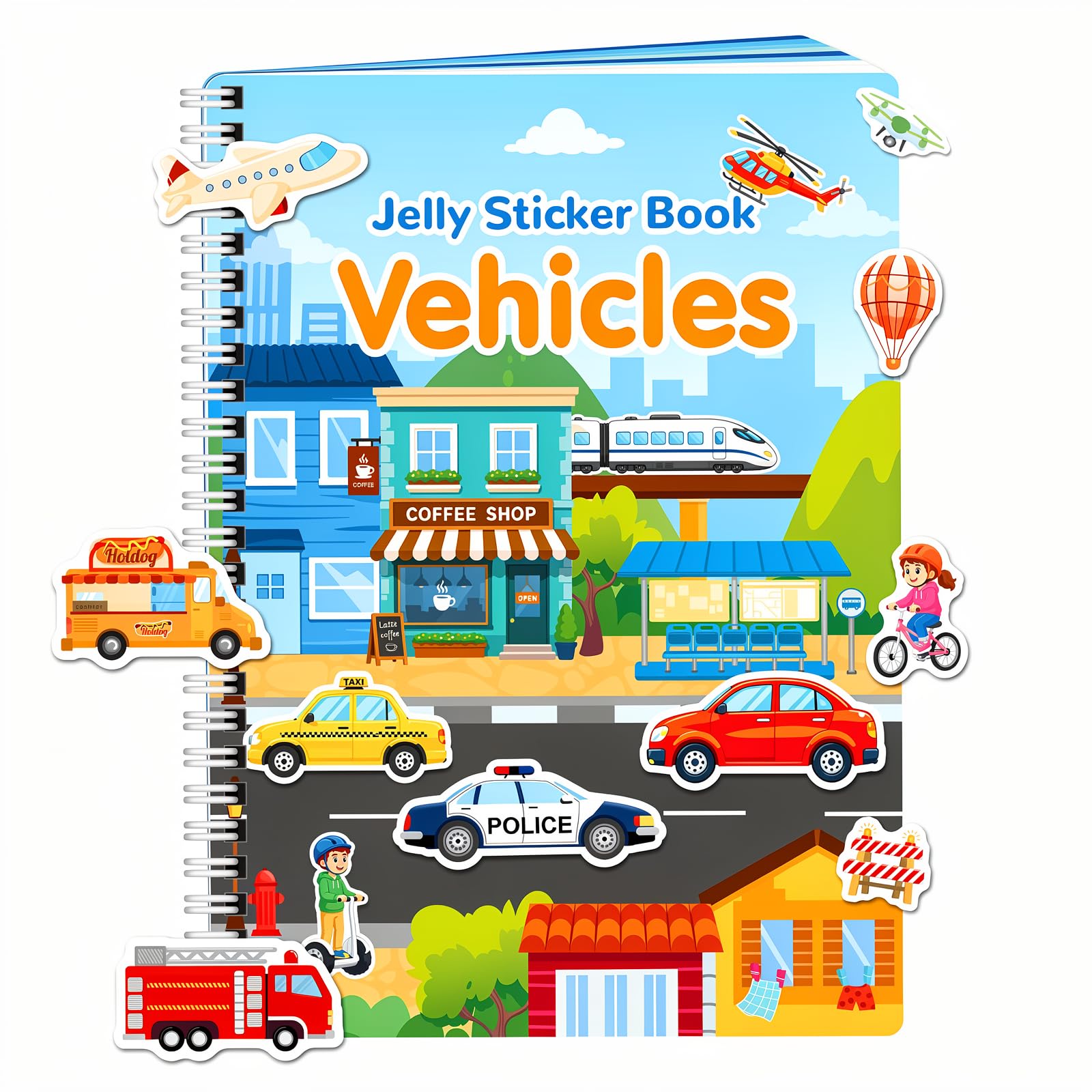 DICAO Reusable Sticker Book for 2 3 4-6 Year Old Boy Girl Toys，Waterproof Vehicle Stickers for Children Travel Toys, Car Plane Activities for Kids, Presents for 3 4 5 6 7 Year Old Girls Boys