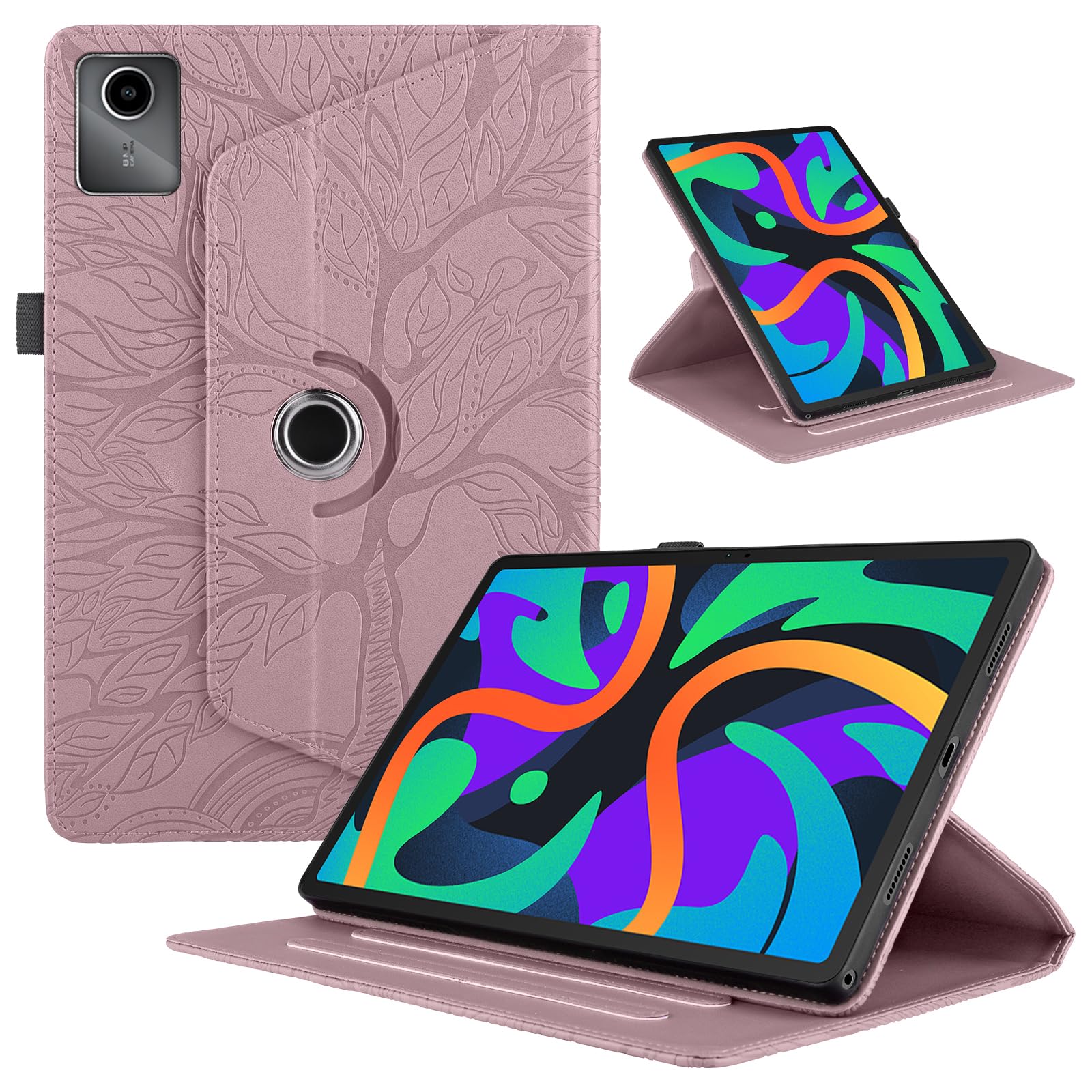 Funda para Samsung Galaxy Tab S9/ S8/ S7 11" (SM-X710/X700/T870) PU Cuero Tablets Protectora Cover 360°Carcasa Giratoria de ángulo Múltiple Stand Función Tablets Funda,Rojo Árboles — view 17