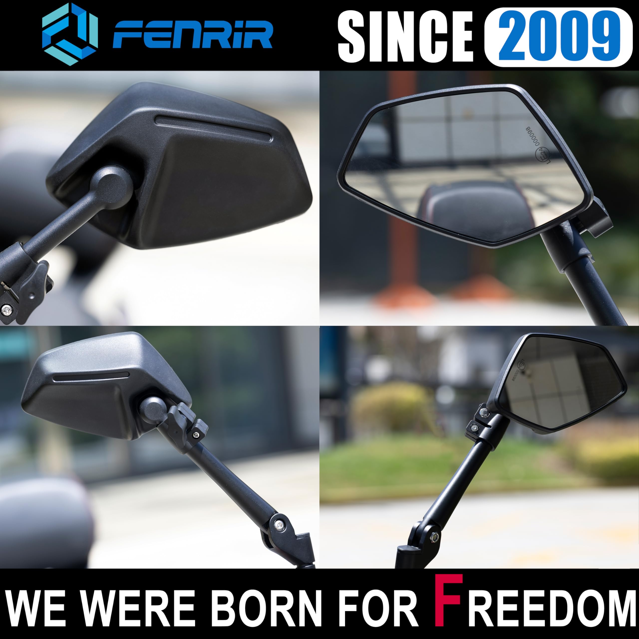 FENRIR E Geprüft Motorrad Spiegel Seitenspiegel Rückspiegel Unzerstörbar Faltfunktion Blendschutz Gebogene Linsen Anti-Vibrations Einstellbar kompatibel mit Off-road Enduro Adventure Tourer(801-0118)
