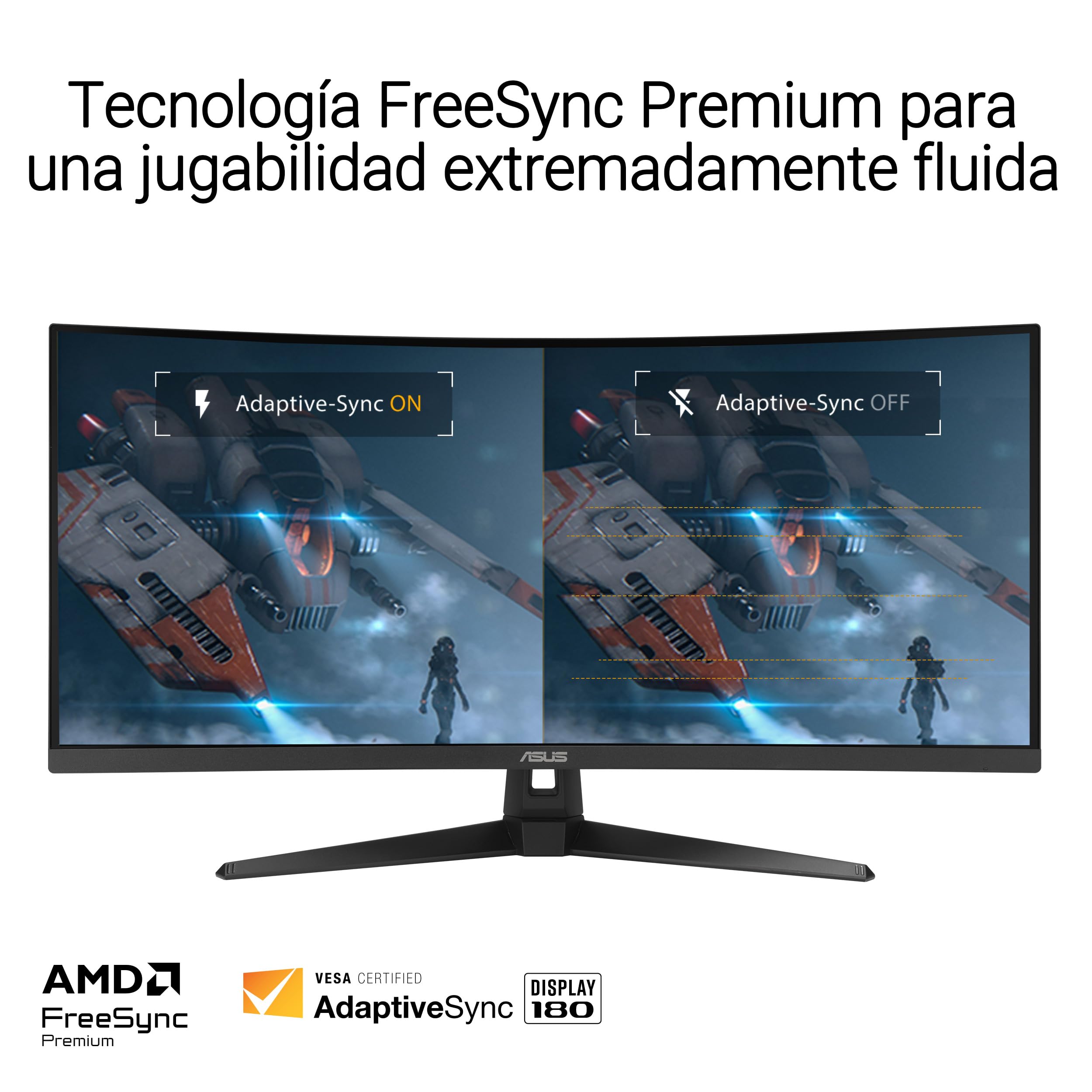 ASUS TUF Gaming VG34VQ3B - Monitor Curvo WQHD de 34" | 180 Hz, ELMB SYNC, FreeSync Premium, 1 ms MPRT, 90% DCI-P3, DisplayWidget Center