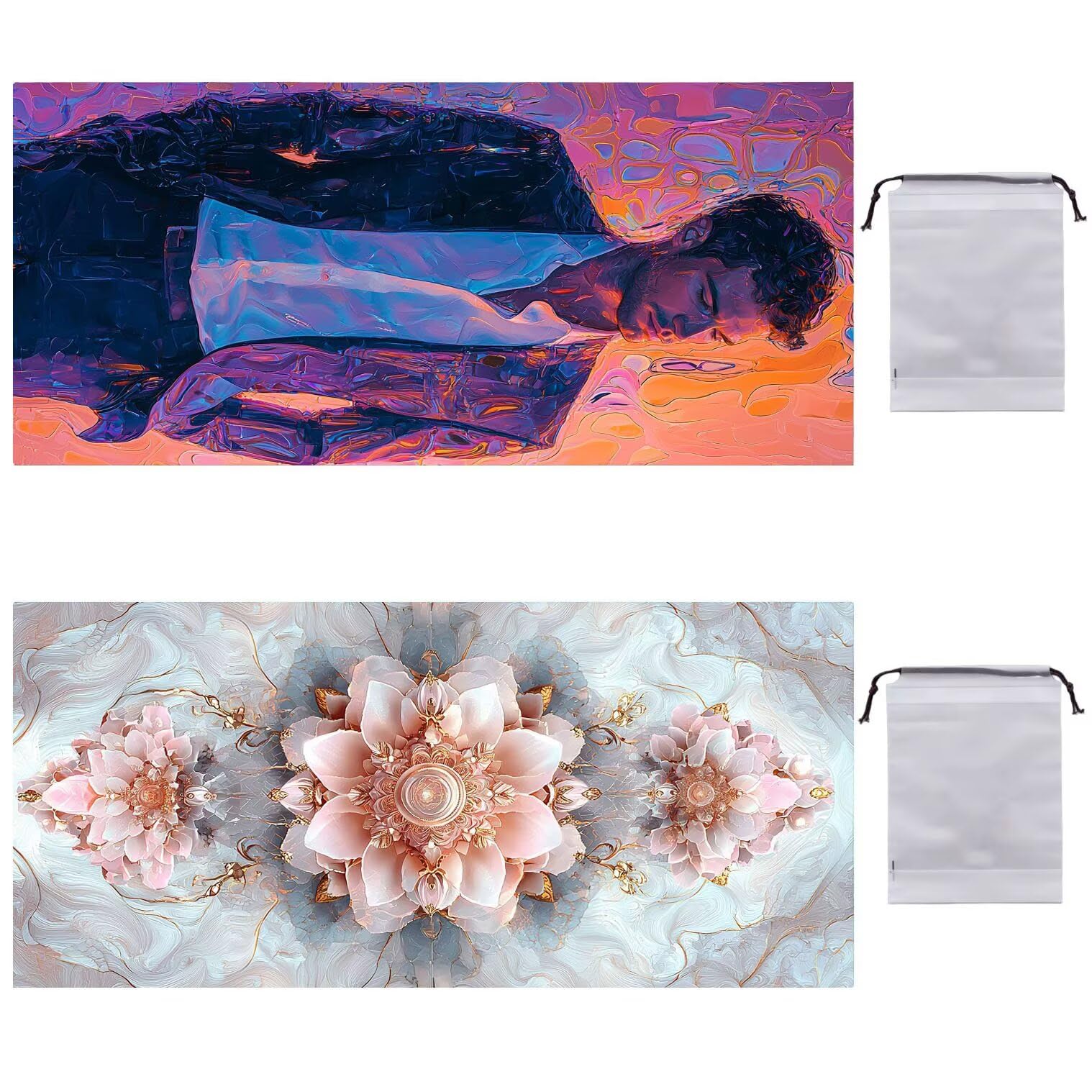 Strandtuch XXL 2er Set 80 x 160 cm, Groß Schnelltrocknendes Mikrofaser Handtuch, Sandfrei Badetuch, Summer Must Haves, für Damen Herren Reise Urlaub Schwimmen Sauna, mit Tasche (Farbe) B-938