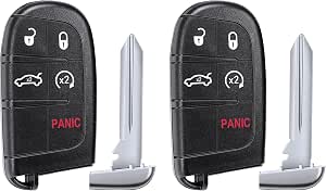 2-Pack Fob Key Cover For Chrysler 300 Dodge Charger Challenger Journey – M3N40821302 – Red & Black