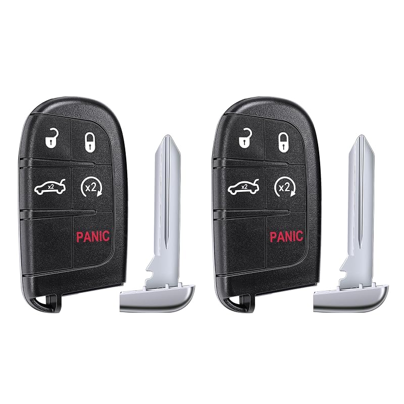 Chave presencial com controle remoto para Dodge, Chrysler e Jeep, 5 botões, FCC ID M3N-40821302, 2 unidades