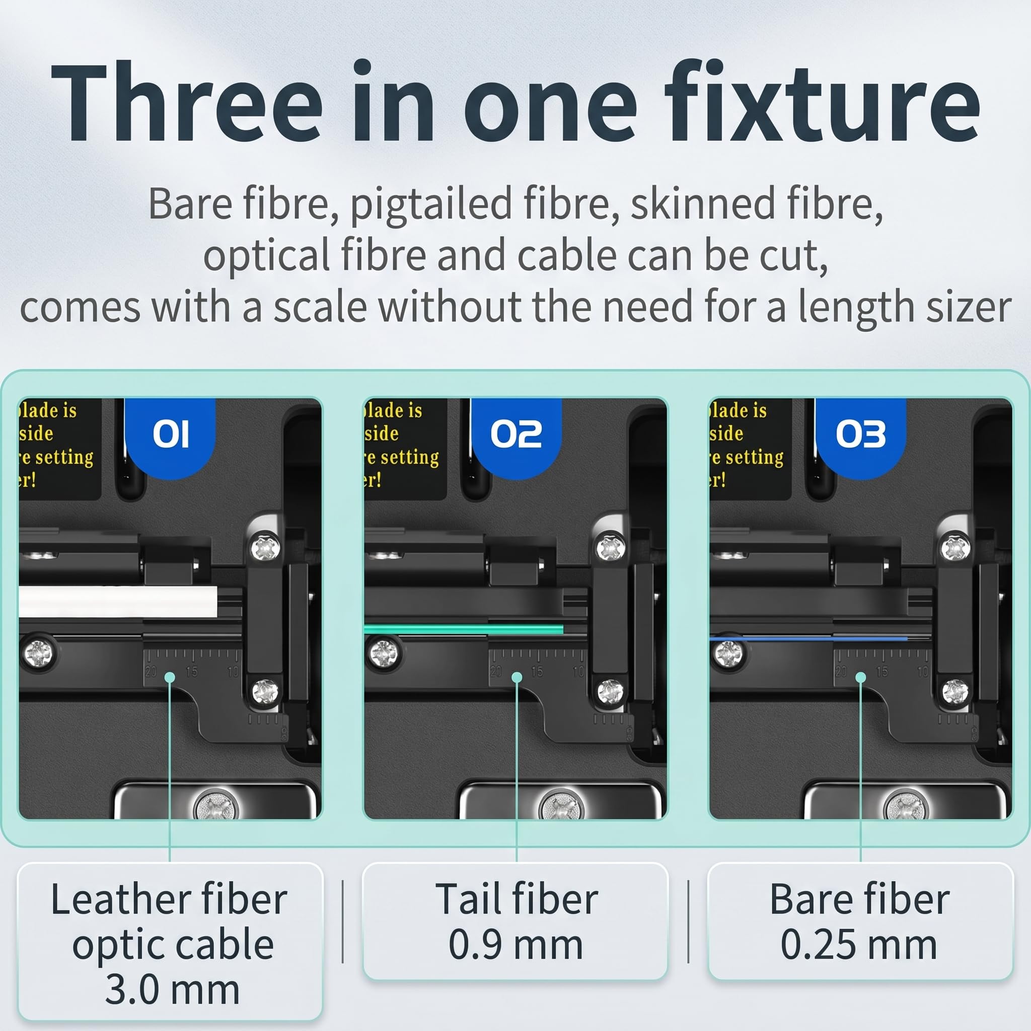 Lama per taglio a freddo della fibra ottica, per connessioni a freddo in fibra ottica, strumento di taglio per cavi con lama a 16 lati, Adatto per filo singolo da 0,25 mm e 0,9 mm