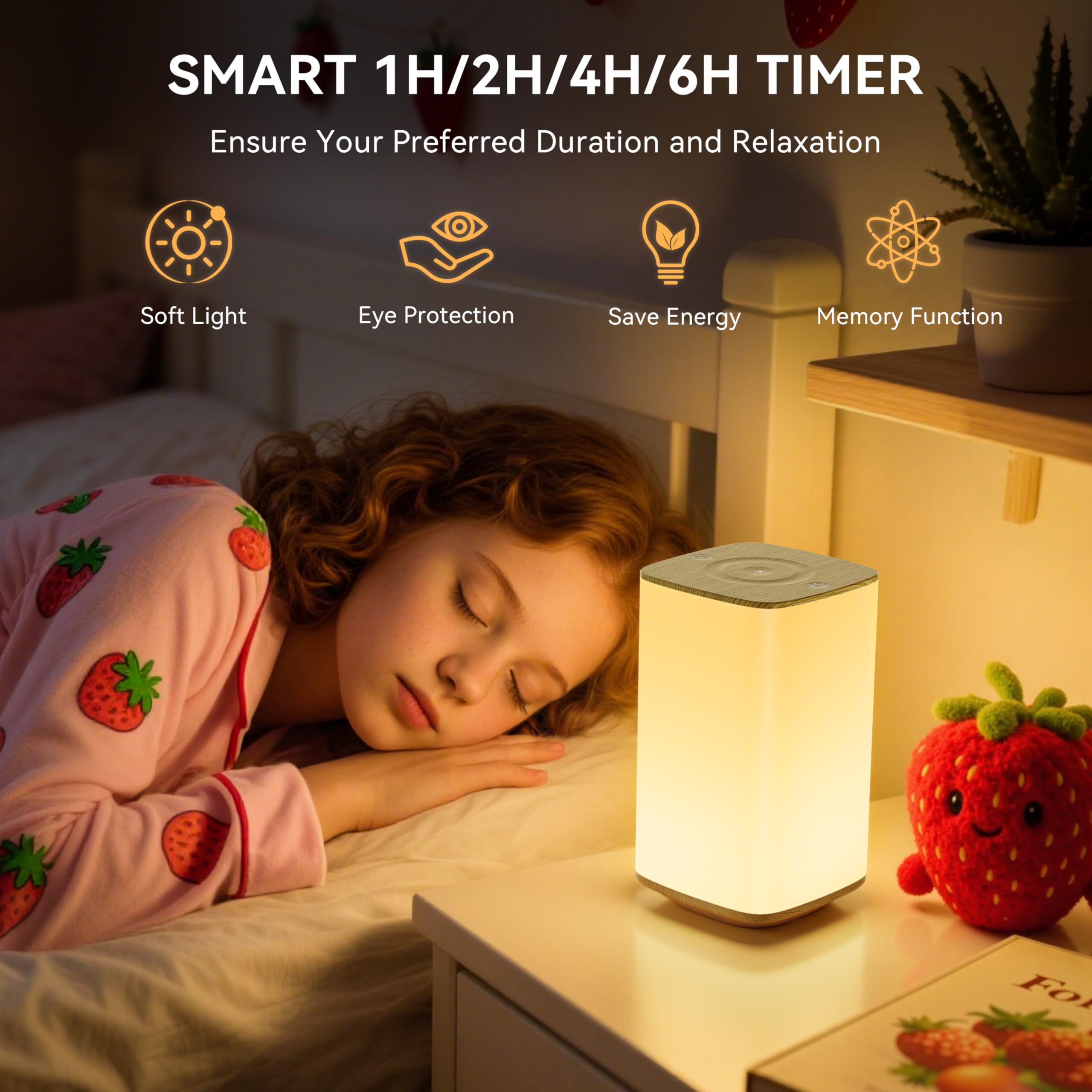Auxmir Lampada da Comodino 4000mAh Ricaricabile, Luce Notturna Bambini con 256 Colori RGB Regolabili, Abat Jour da Comodino Touch per Crea Atmosfera, Camera da Letto, Soggiorno,Campeggio