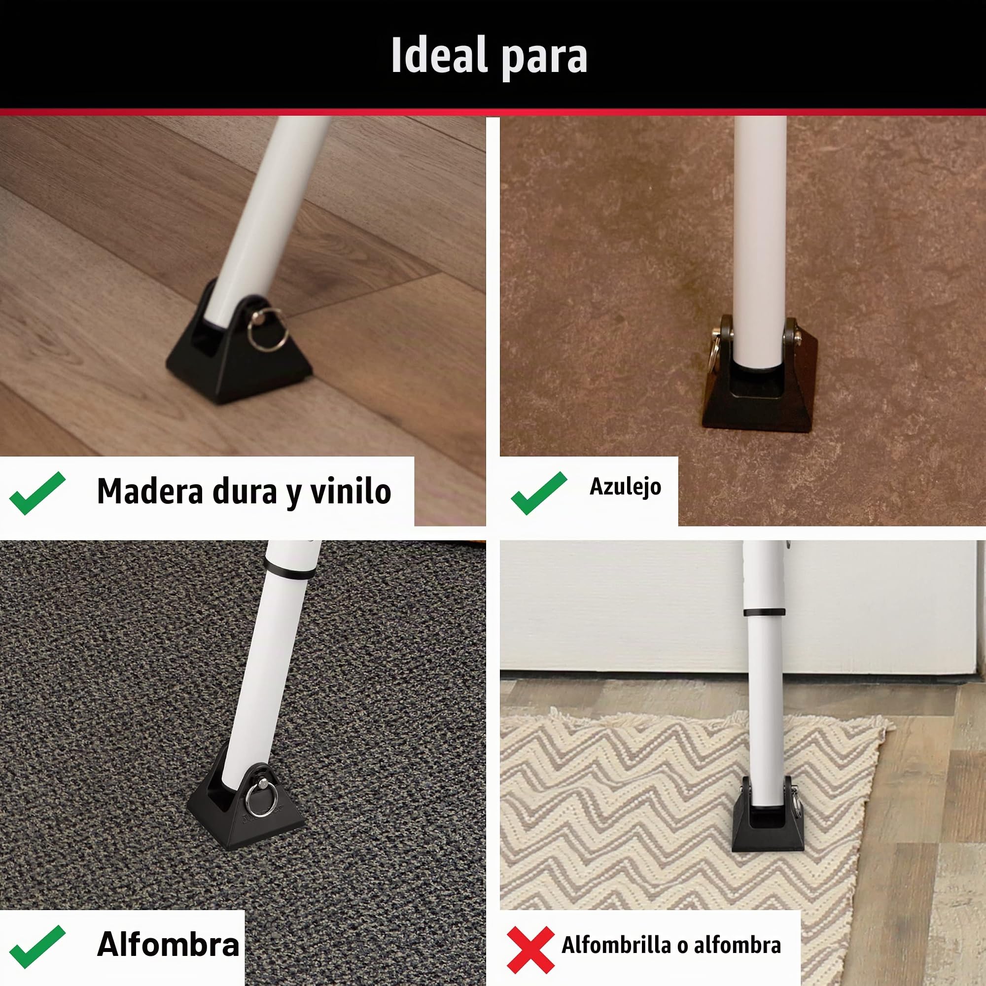 Master Lock Tope de puerta compacto, barra de seguridad plegable, ajustable para puertas batientes y correderas, color blanco