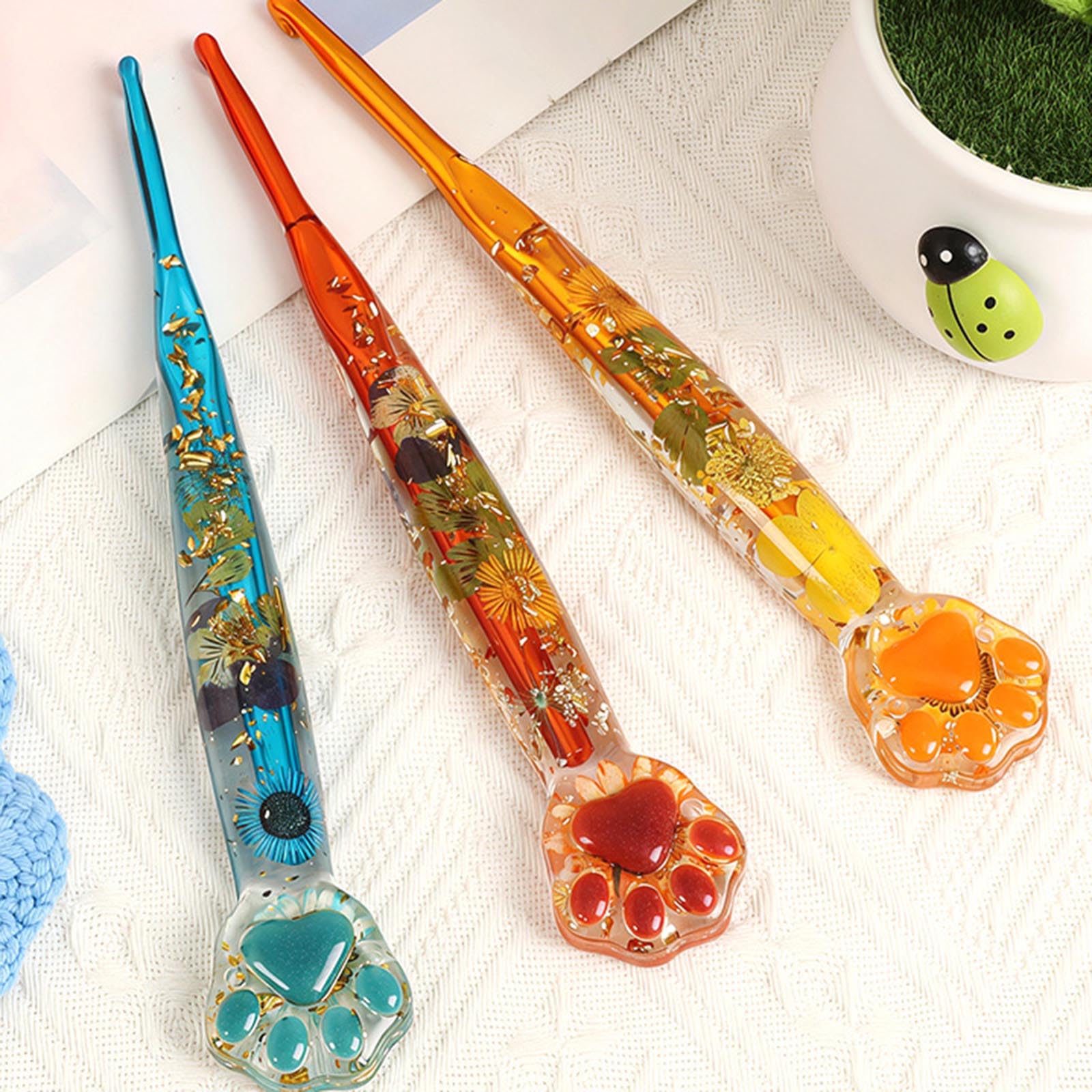 Collection complète de crochets avec de jolies pattes de chats imprimées et des sondes en métal en résine