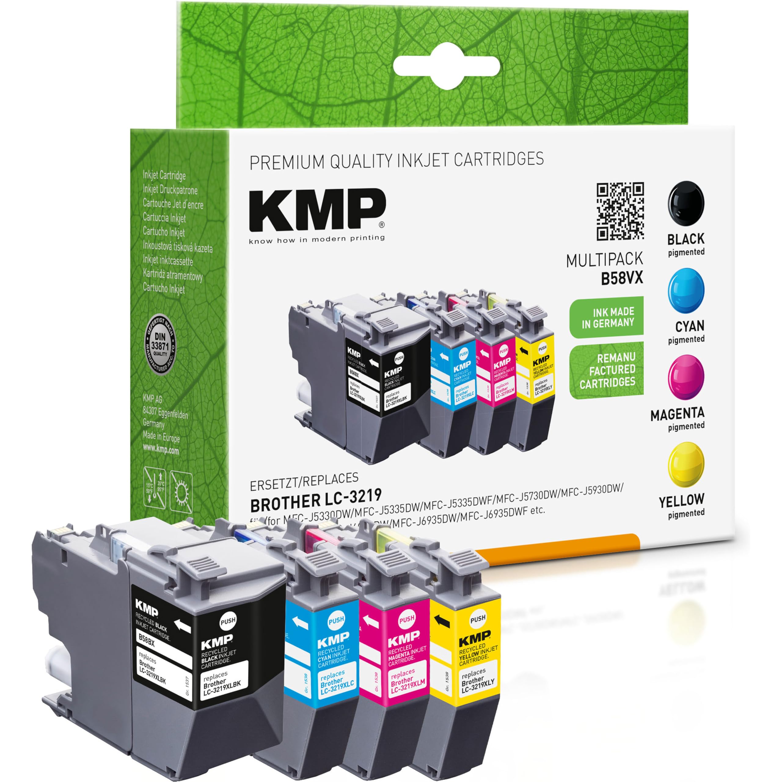 KMP Tintenpatrone passend für Brother LC3219XLBK, LC3219XLC Multipack - B58VX - für MFC-J5330DW, MFC-J5335DW, MFC-J5335DWF, MFC-J5730DW, MFC-J... etc.