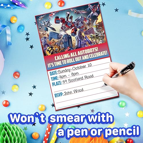 Miniatura 8 de 20 invitaciones y sobres de cumpleaños  Invitaciones de fiesta de feliz cumpleaños para niños, 6 x 4 pulgadas, estilo postal