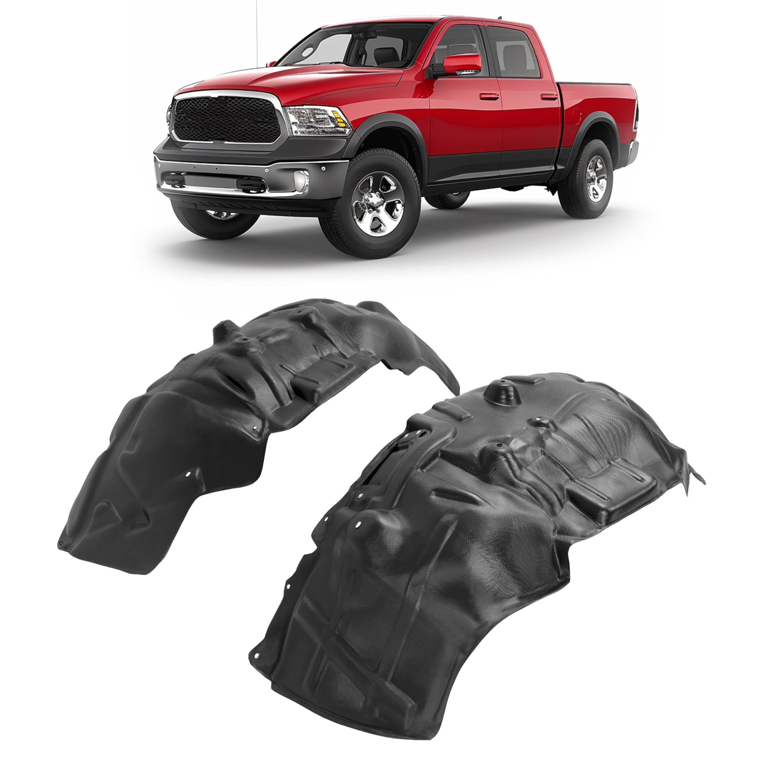 JMTAAT Front Pair Fender Liner Inner Panel Compatible with 2009-2024 Dodge Ram 1500 Classic Replace for CH1249152 CH1248152 68110686AE 68110687AE