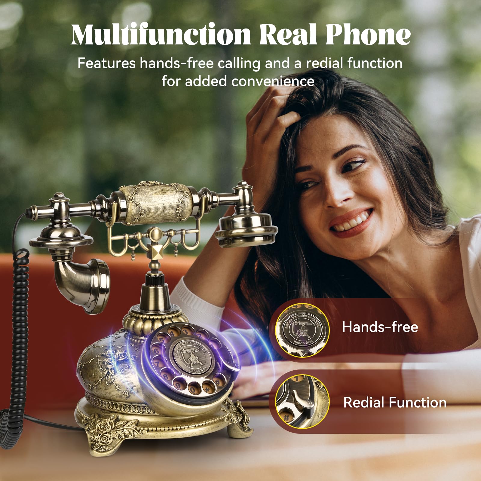 Téléphone fixe rotatif rétro rétro téléphone antique téléphone à l'ancienne école téléphones pour maison, café, bar, étoile décoration d'hôtel