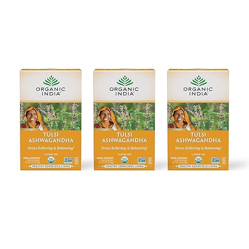 Té indio orgánico Tulsi té de hierbas - 18 bolsas de infusión - Paquete de 3