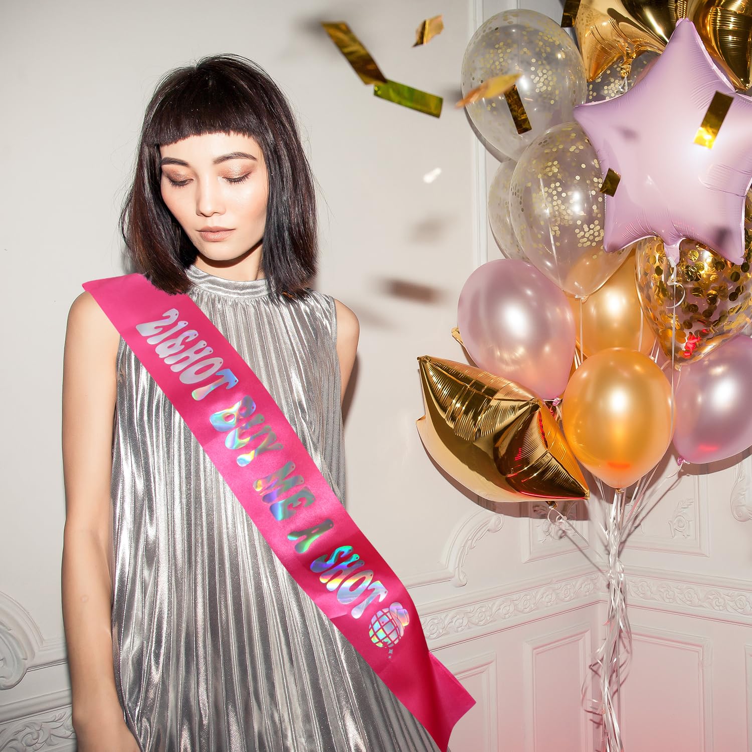 ALLY-MAGIC Fascia per 18° compleanno, in oro rosa, per 18° compleanno, per 18° compleanno, accessori per feste per la sua ragazza, Y518SJD
