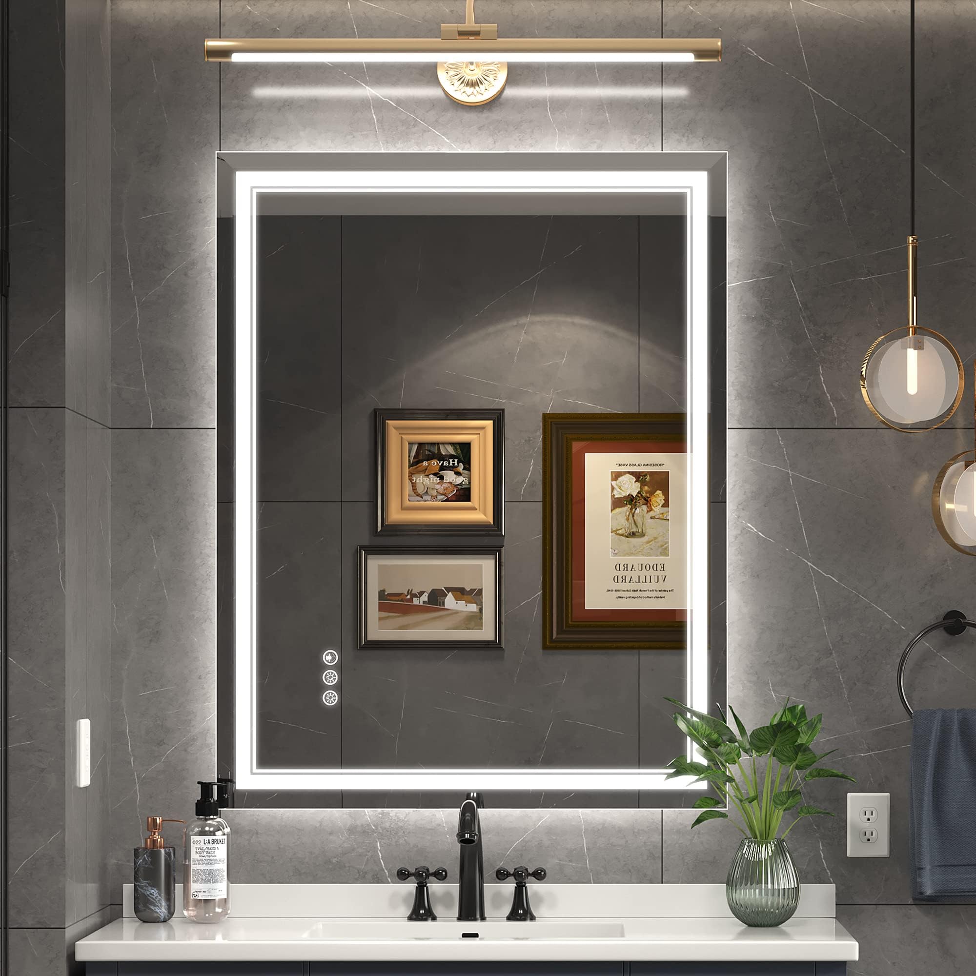 HAUSCHEN HOME 32 x 40 inch LED Lighted Bathroom Mirror