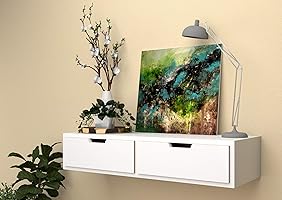 Vudy Exclusively Launched Wall Shelf with Drawer for Living Room , Storage and Home Decorative Items (White)
