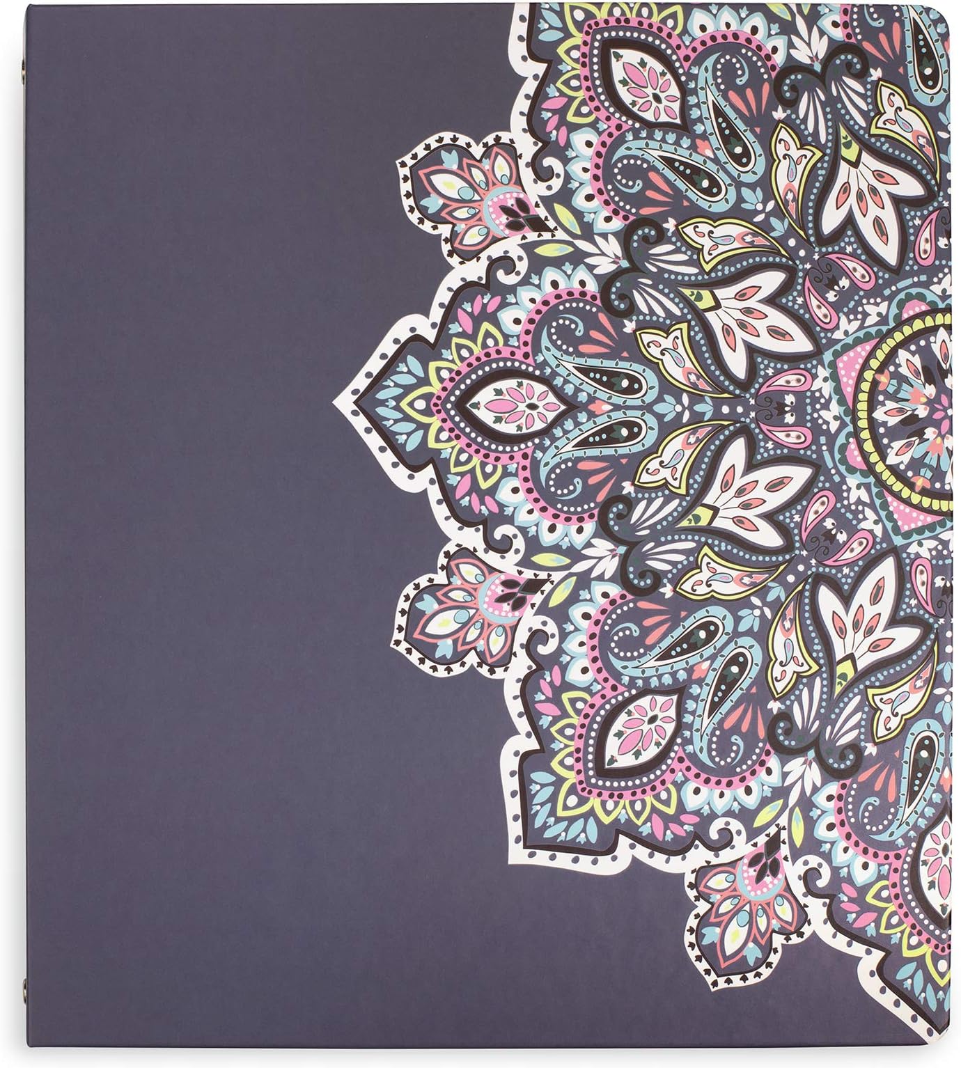 Vera Bradley Hardcover 3 Ring Binder, 1 Inch Round Rings with Interior Pockets, Bonbon Medallion