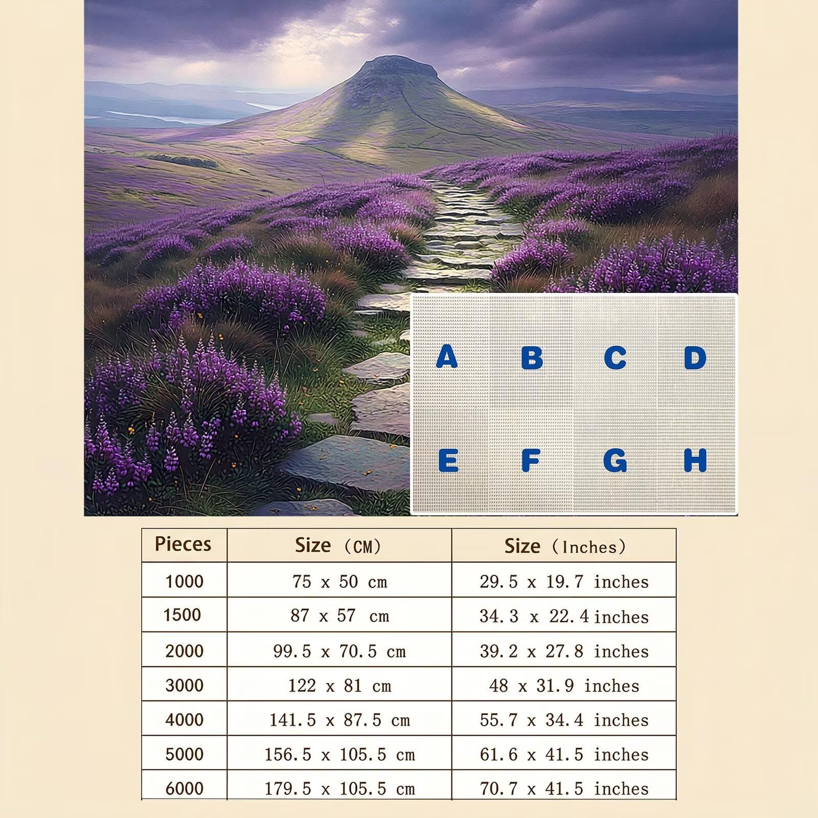 paesaggio Fiore viola-2 Puzzle 1000 Pezzi per Adulti, Puzzle in Legno - Collezione Classica con Poster Incluso - Sfida di Concentrazione e Passatempo Antistress, Gioco per Famiglia, 75 x 50 cm f0-531