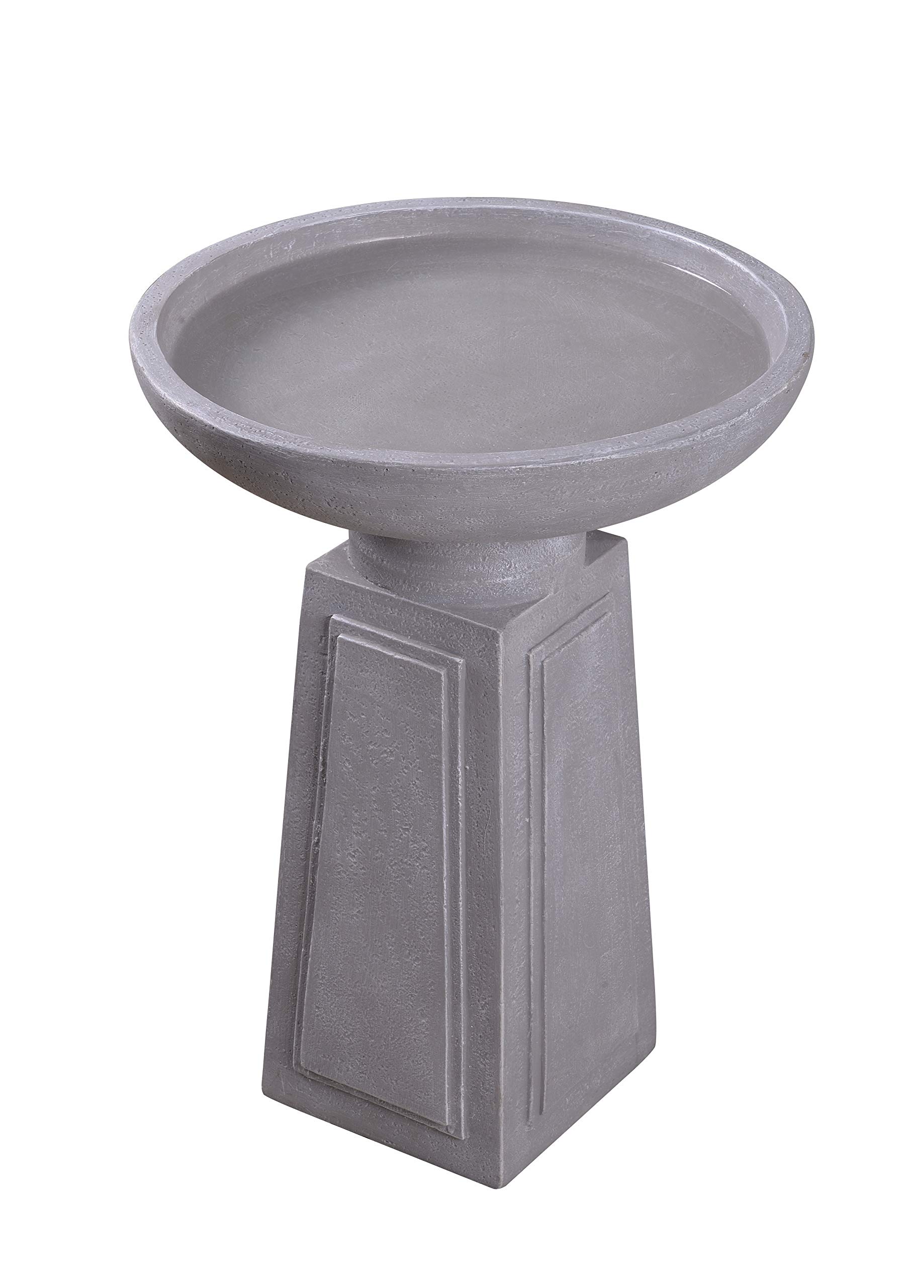 Kenroy Home51050CON Pedestal Outdoor Bird Bath with Gray Finish, Classic Style, 21.5" Height, 16" Width, 16" Depth