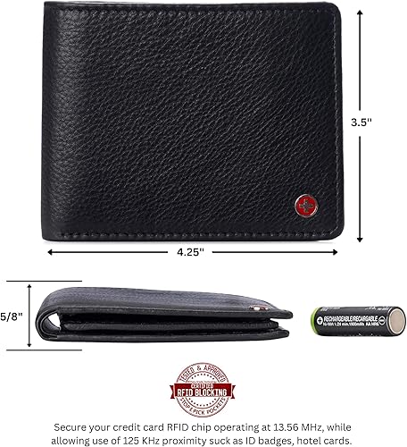 Miniatura 3 de Alpine Swiss Connor - Cartera plegable ejecutiva Pasajero de negocios para hombres Cuero premium Ventanas de identificación doble Bloqueo RFID
