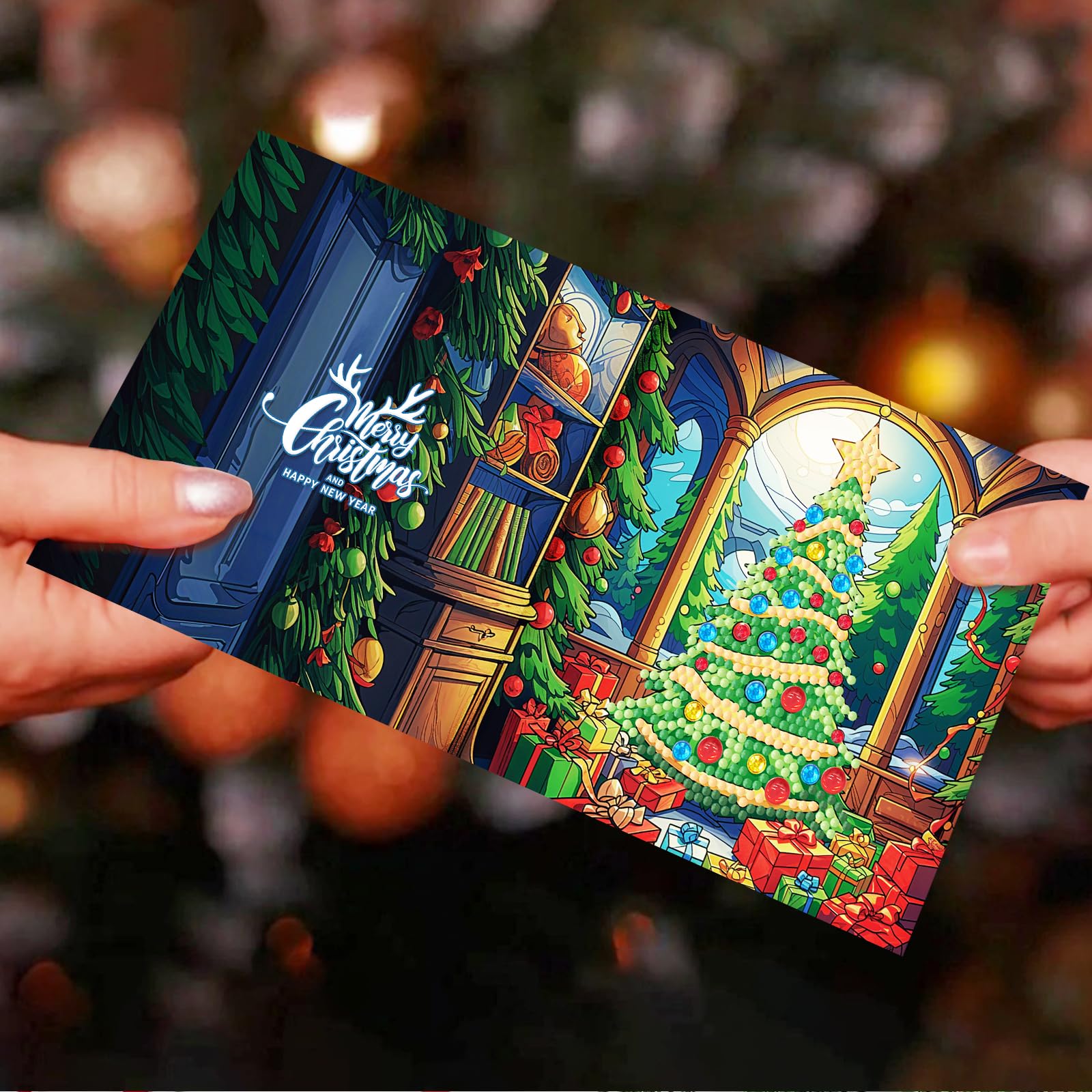 ycyingcheng 5D Christmas Greeting Cards, DIY Special-shaped Diamond Painting Greeting Cards Kit, Diamond Art Postcards with Envelopes - Image 3