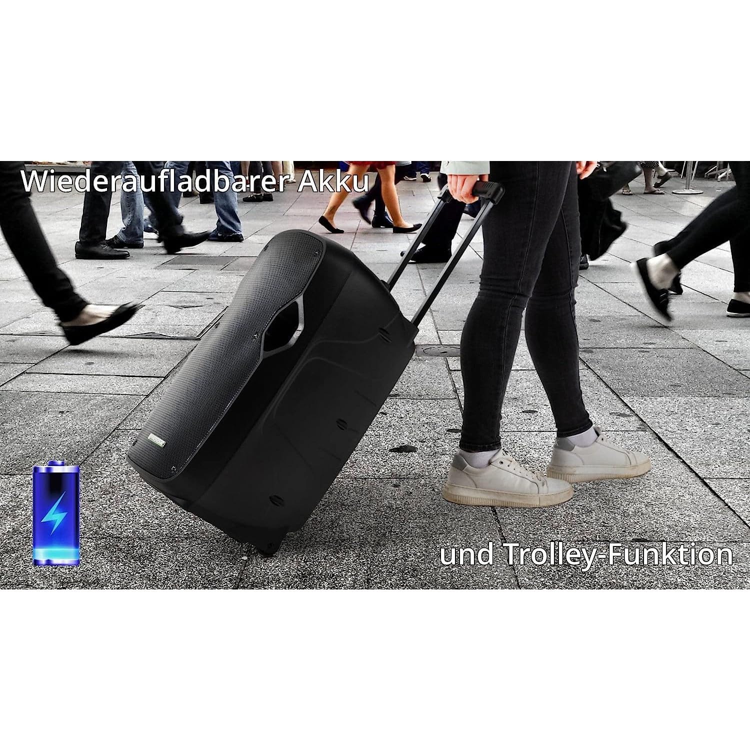 Enceinte Active Sono Pro - Pronomic Move 115MA-A -15'', 2 Micros sans Fil Main et Serre tête - USB, SD, Bluetooth, Support Pied