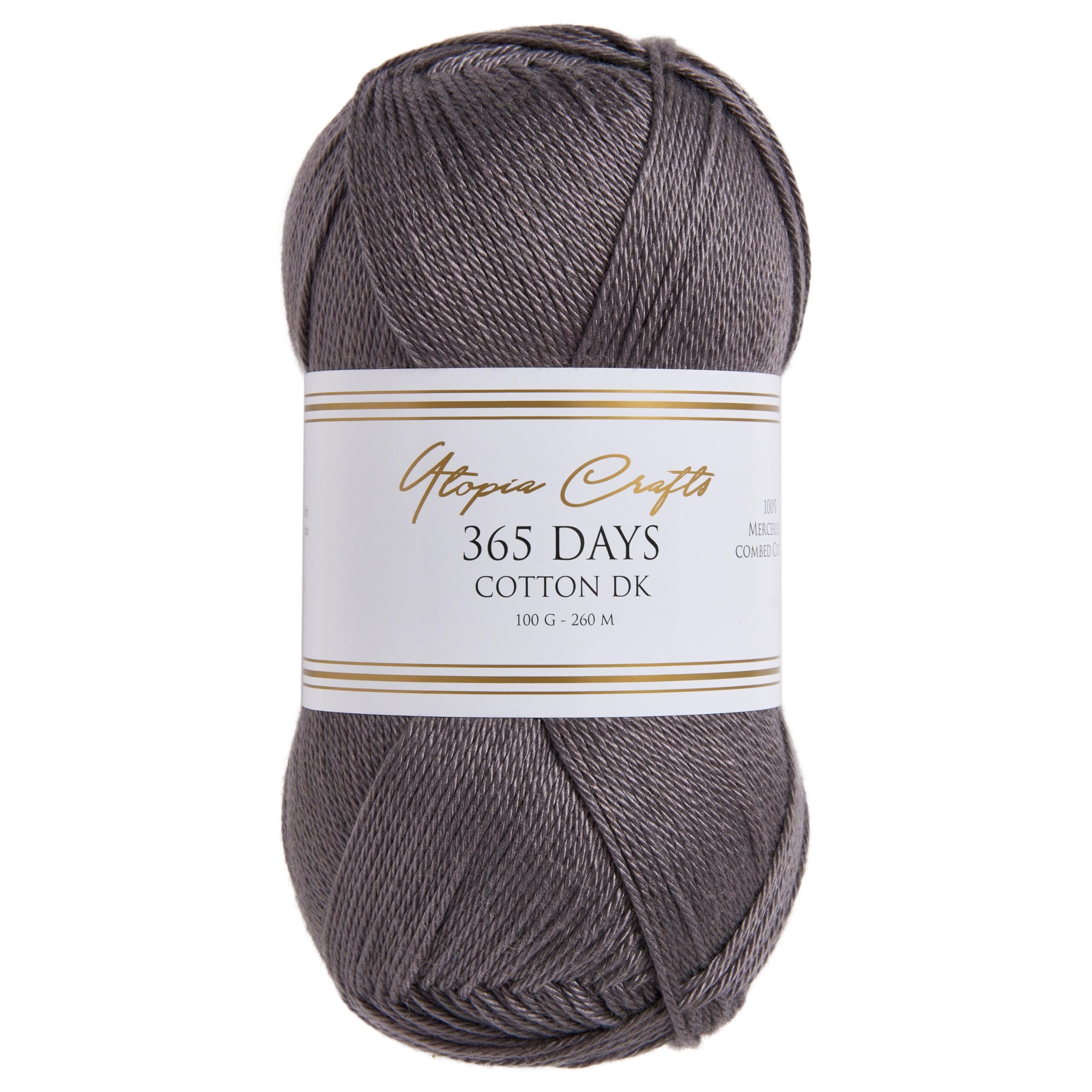 Utopia Crafts 365 Days Mercerised Combed Cotton DK Yarn for Knitting & Crochet 100g (Charcoal Grey) — image 1