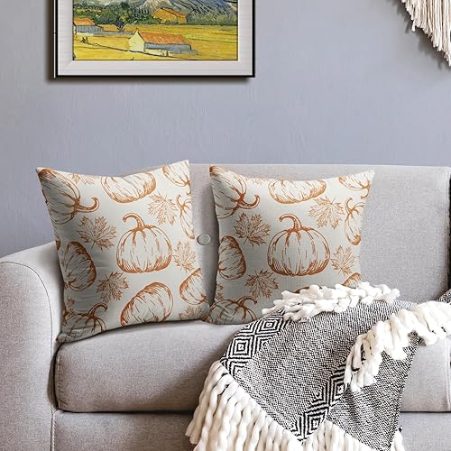 Miniatura 28 de Juego de 2 fundas de almohada de otoño de 18 x 18 pulgadas, diseño de calabaza, girasol, girasol, Acción de Gracias, decoración para exteriores