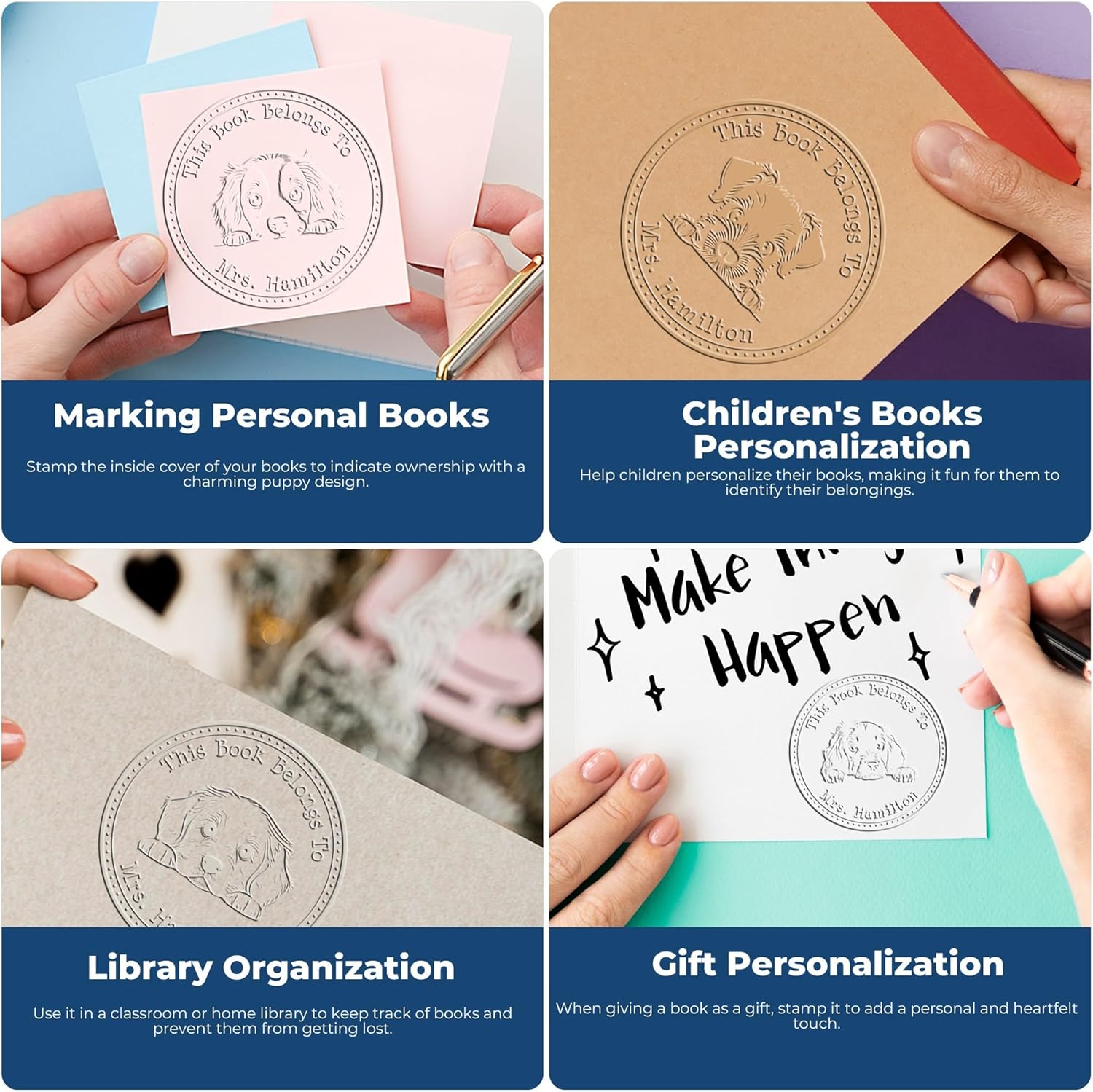 Custom-Made Vizsla Dog Seal Embosser, Ideal for Historians, Unique Book Ownership Label Stamp, Hybrid Design, Personalized Library Collection, Vizsla Dog Lovers' Essential Tool