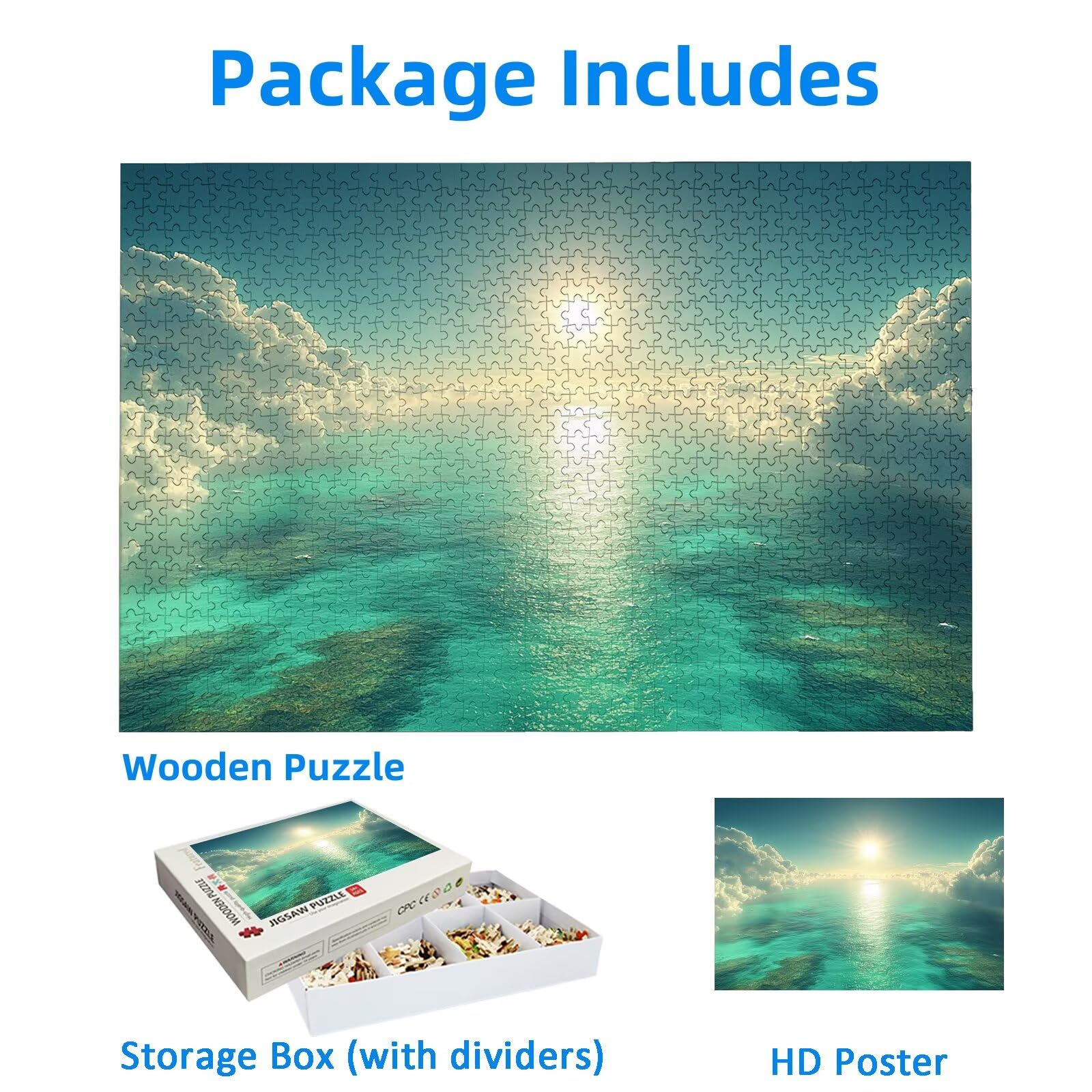 Puzzle 1000 sztuk oceanu, puzzle krajobrazowe 1000 sztuk dla dorosłych i nastolatków, drewniane puzzle z wykwintnym opakowaniem, rodzinne gry edukacyjne, dekoracje domu, prezent dla dorosłych-3289