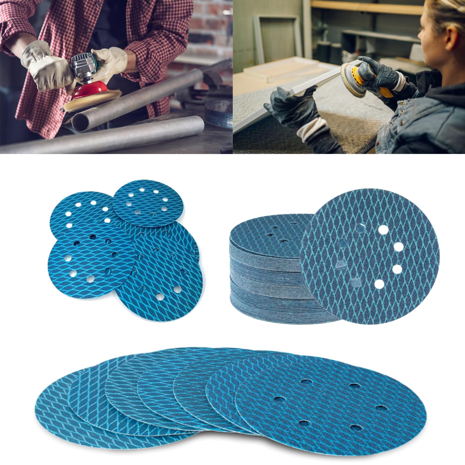 100 Stück Schleifscheibe 5 Zoll 125 mm Exzenterschleifer Schleifpapier Schleifwerkzeug Rhombus Schleifscheibe Schleifpapier Zubehör und Papier für Exzenterschleifer