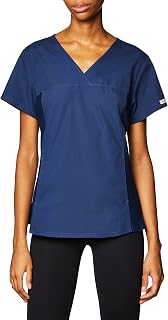 Womens Scrubs Flexibles Contrast Knit Panel Top