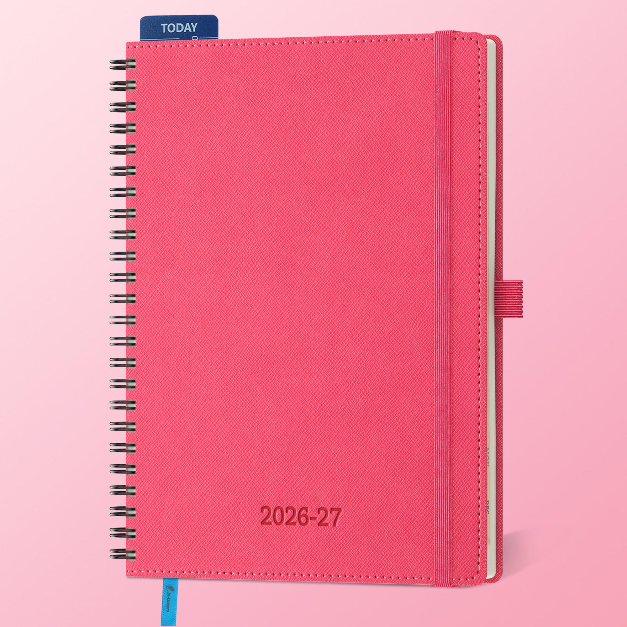 IN-LUXPRO Academic Diary 2026-2027: A5 Week to View (21.9x16.2 cm) 18 Months(Jul'26 - Dec'27) Spiral Weekly & Monthly Planner with Month Tabs & Inner Pocket, Expenses/Note Pages, PU Leather Rose Red