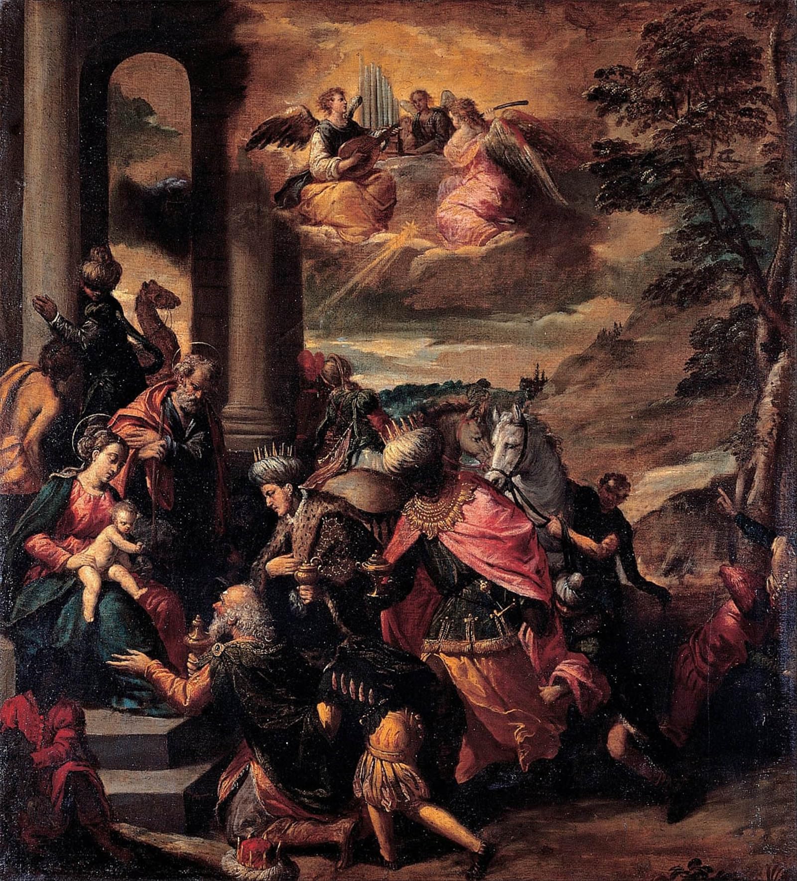 Serendipitp No Frame Vintage Picture Print On Canvas Wall Art Poster Adoration Of The Magi By Sigismondo Scarsellino Artwork Print Poster For Wall Decor 60X90cm