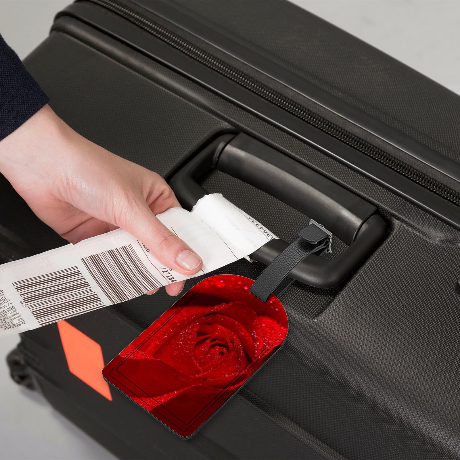 Étiquette de bagage pour bagage valise étiquettes dadresse pour sac de voyage en cuir fleuri 1 pièce