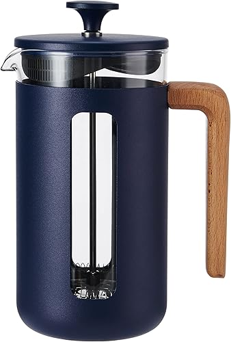 La Cafetière Pisa Cafetière, 8 tazas/1L, vidrio de borosilicato resistente al calor y acero inoxidable con émbolo de fácil agarre, cafetera de