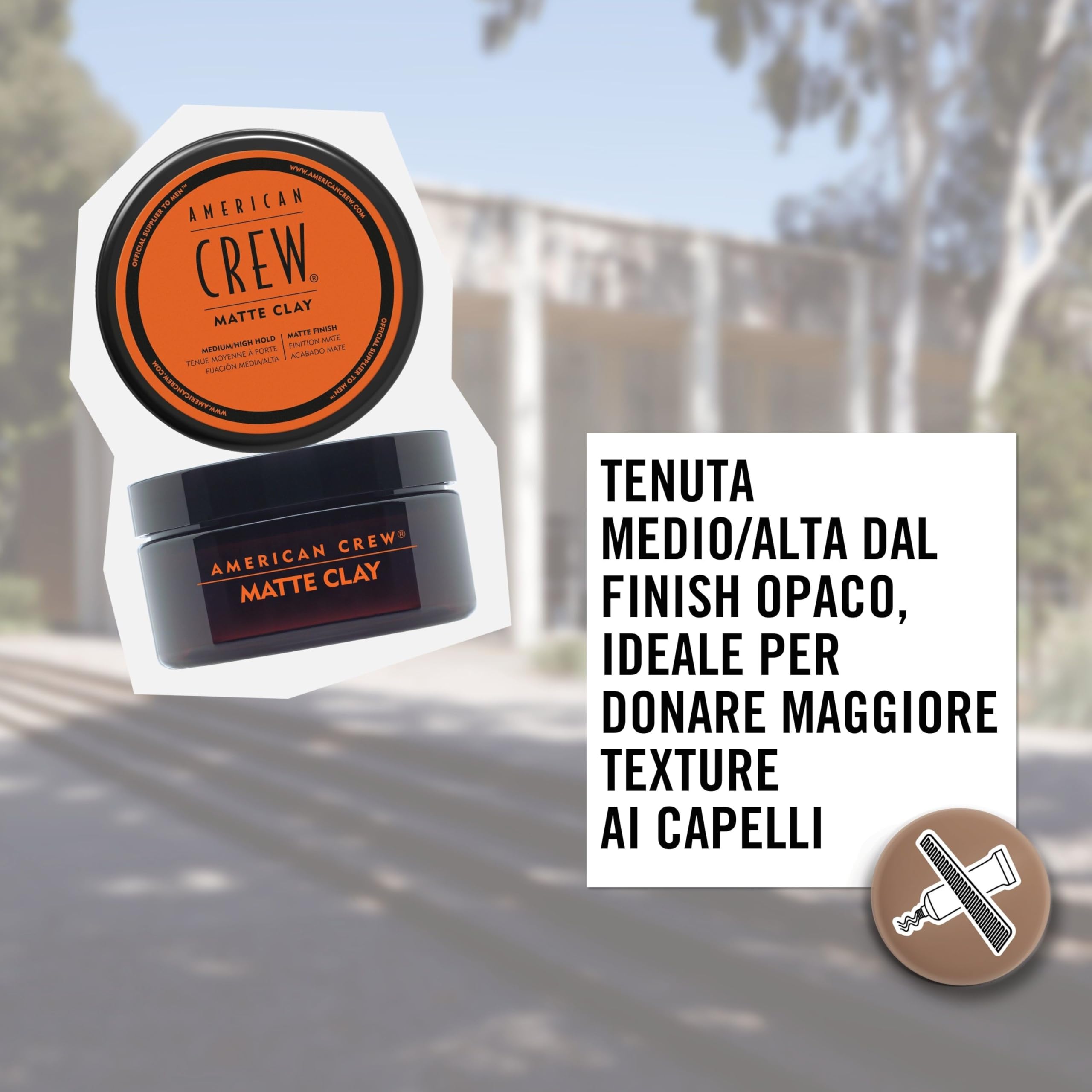 American Crew Matte Clay, Cera Capelli Uomo, Tenuta Medio/Alta & Finish Opaco, Dona Texture e Controllo, 85g
