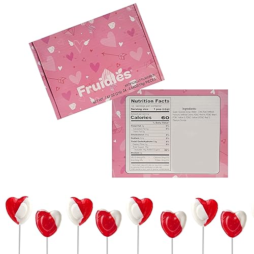 Miniatura 2 de Paletas para el día de San Valentín con forma de corazón rojo sabor fresa y crema, 24 paletas, envueltas individualmente